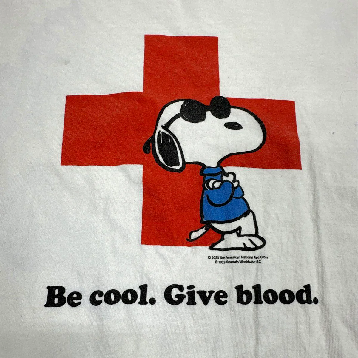 American Red Cross Snoopy Joe Cool Give Blood T-Shirt Peanuts 2023 Sz 2XL - Image 4