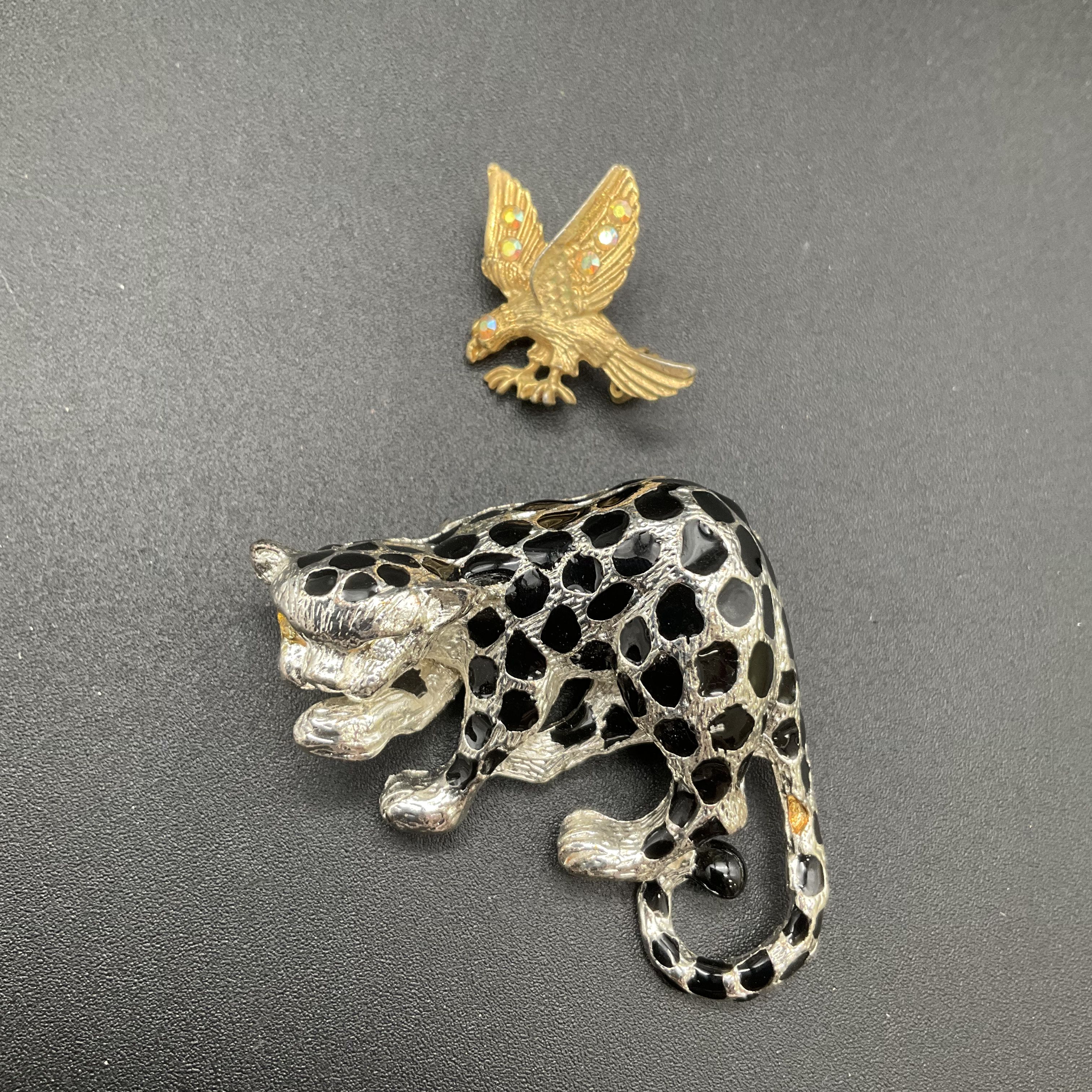 Animal Brooch Jewelry Lot of 9 Vintage and Modern T-Rex Eagle Leopard Elephant - Image 5