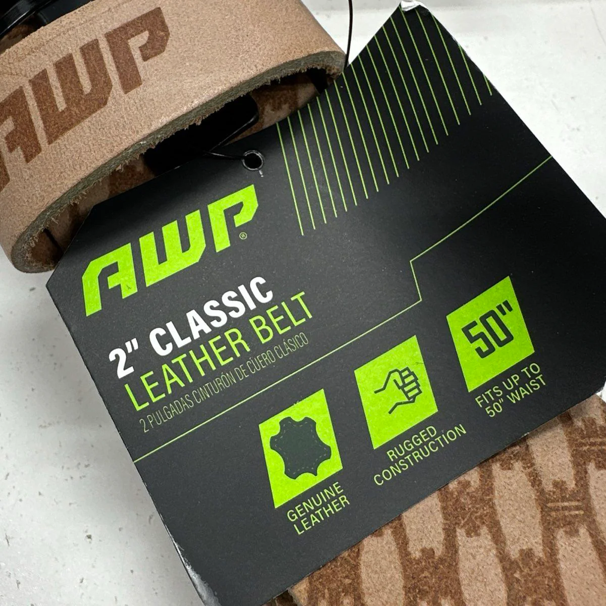 AWP Men's Lot of 5 Tan 2" Classic Leather Work Belts Fits 50" Waist NWT - Image 5