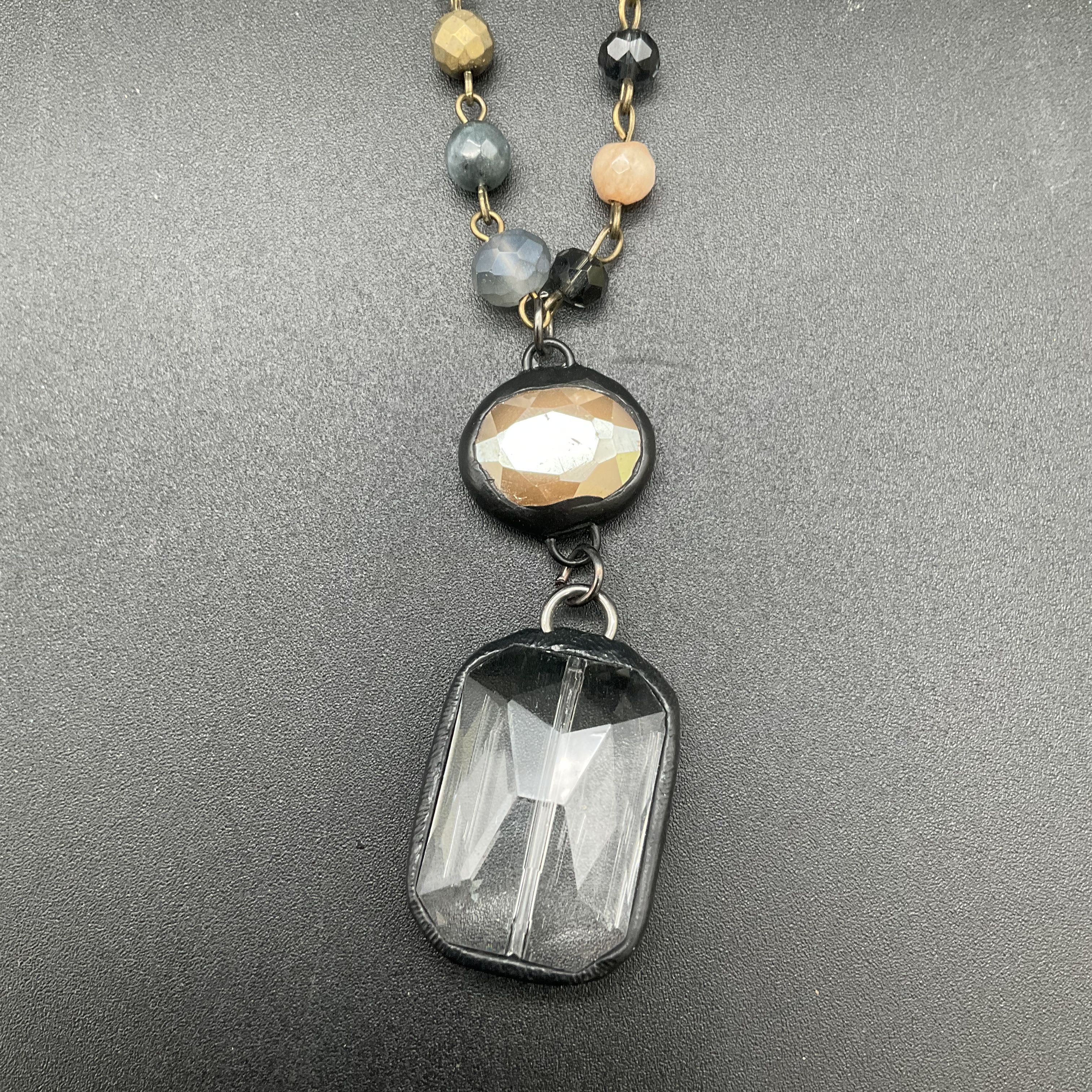 Beaded Necklace Lot 5 Agate Stone Druzy Tassel Pendants Boho Style - Image 4