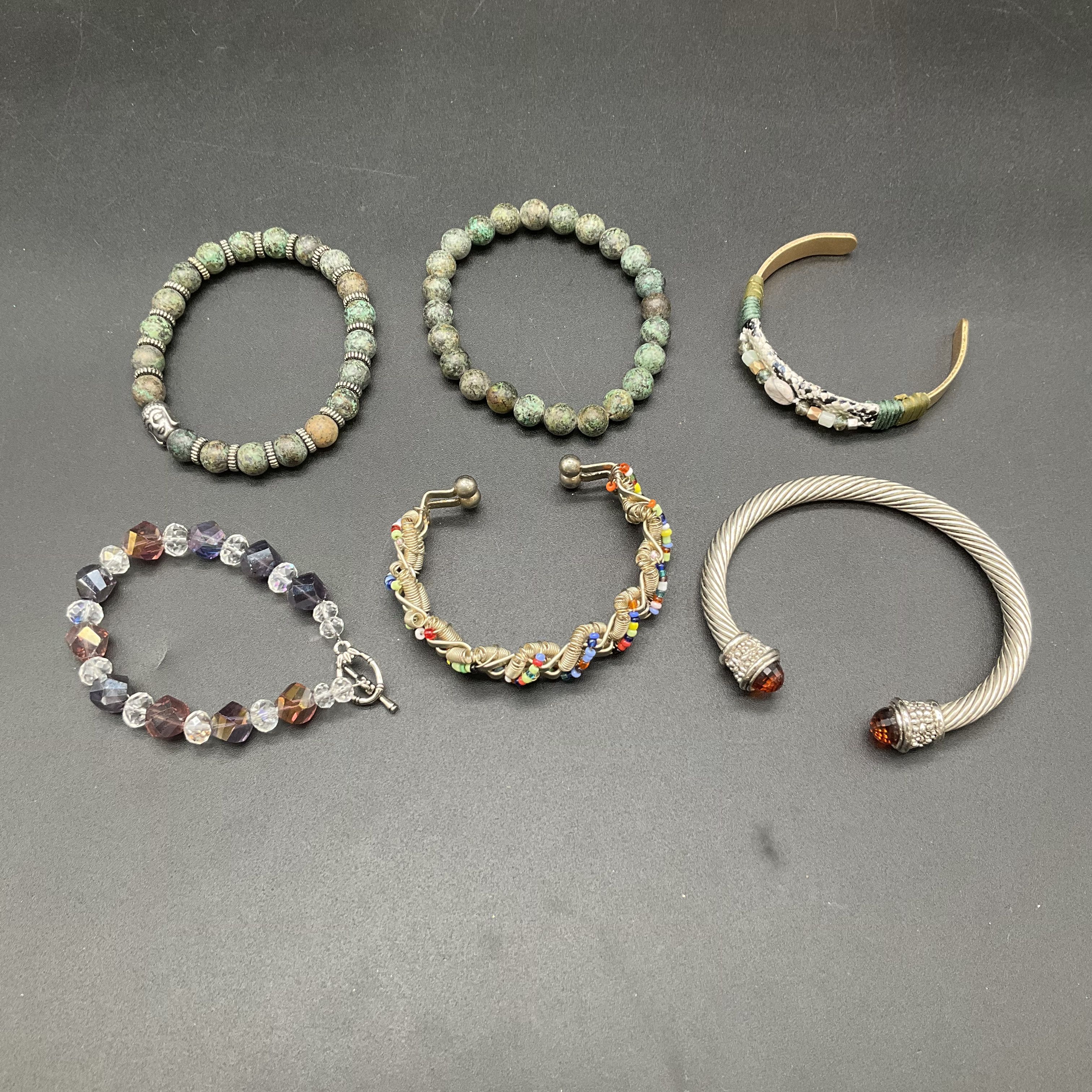 Boho Style Jewelry Lot 21pc Leather Beaded Metal Cuff Bangle Bracelets - Image 3
