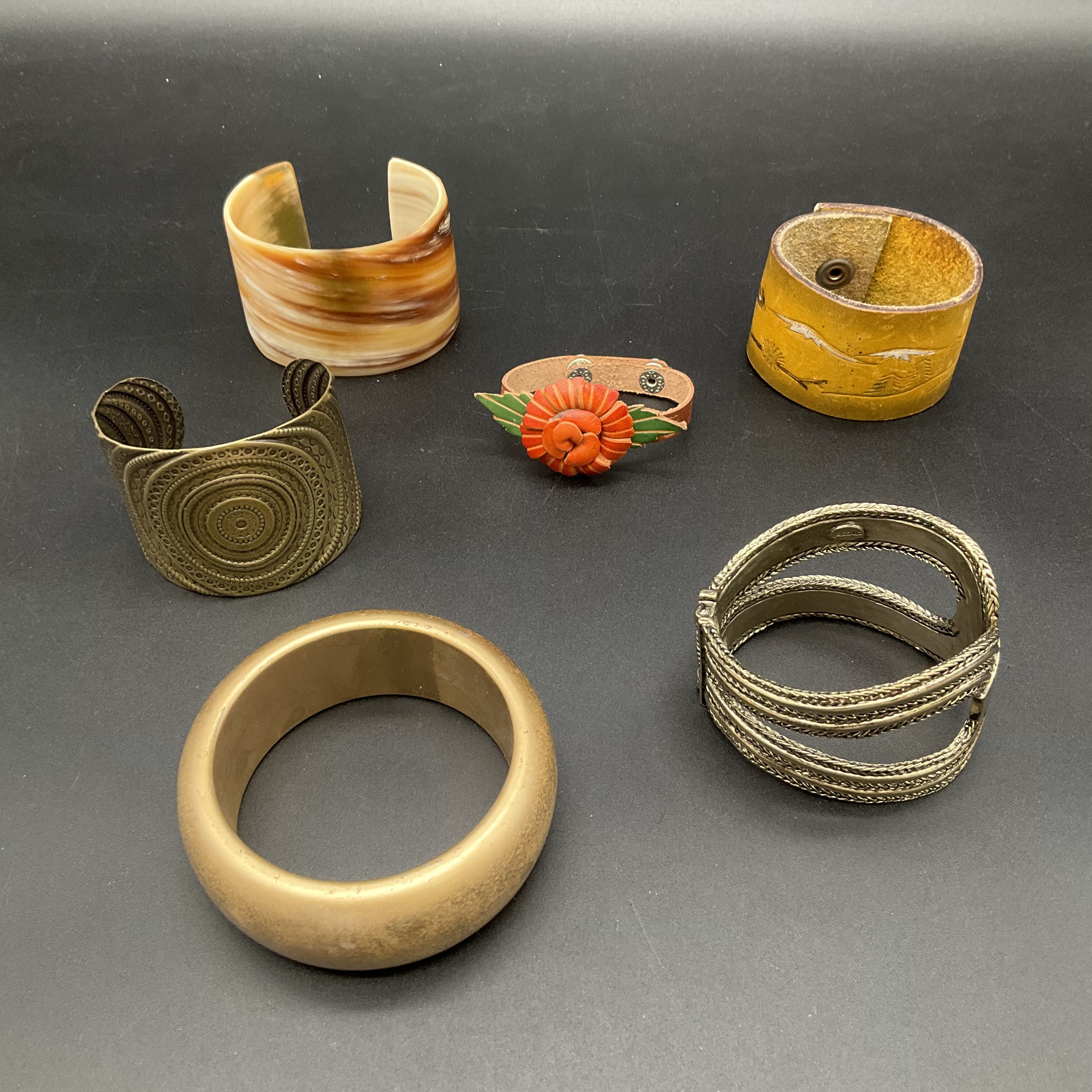 Boho Style Jewelry Lot 21pc Leather Beaded Metal Cuff Bangle Bracelets - Image 4