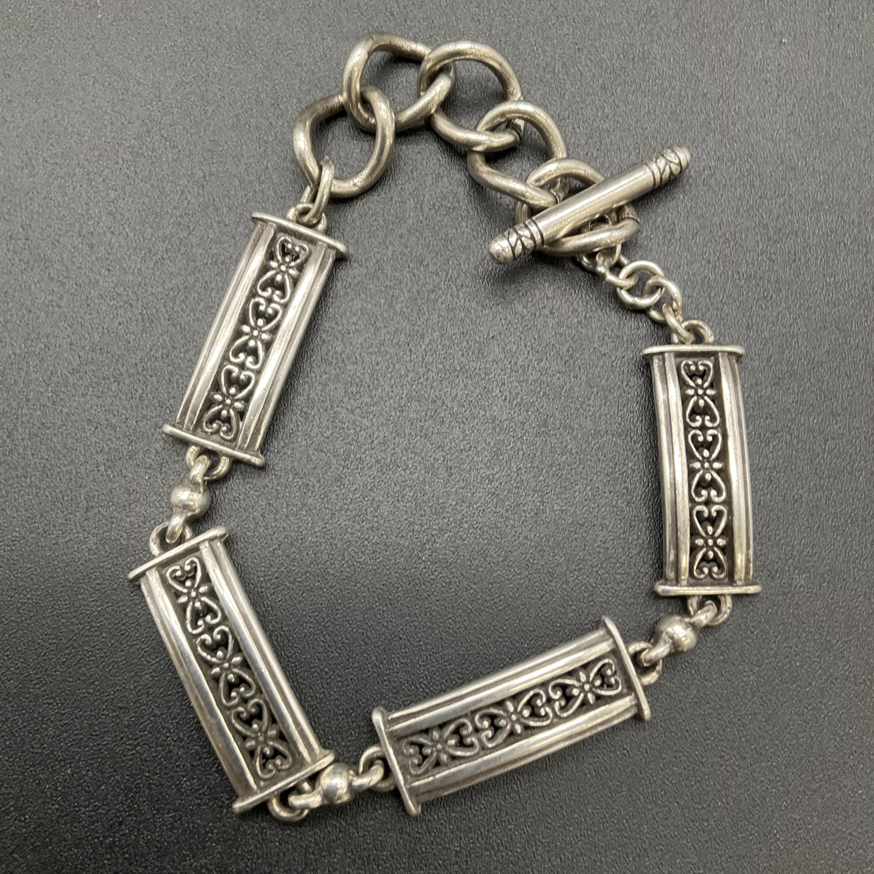 Brighton Silver Tone Ornate Filigree Toggle Bracelet and Dangle Earrings Set - Image 5