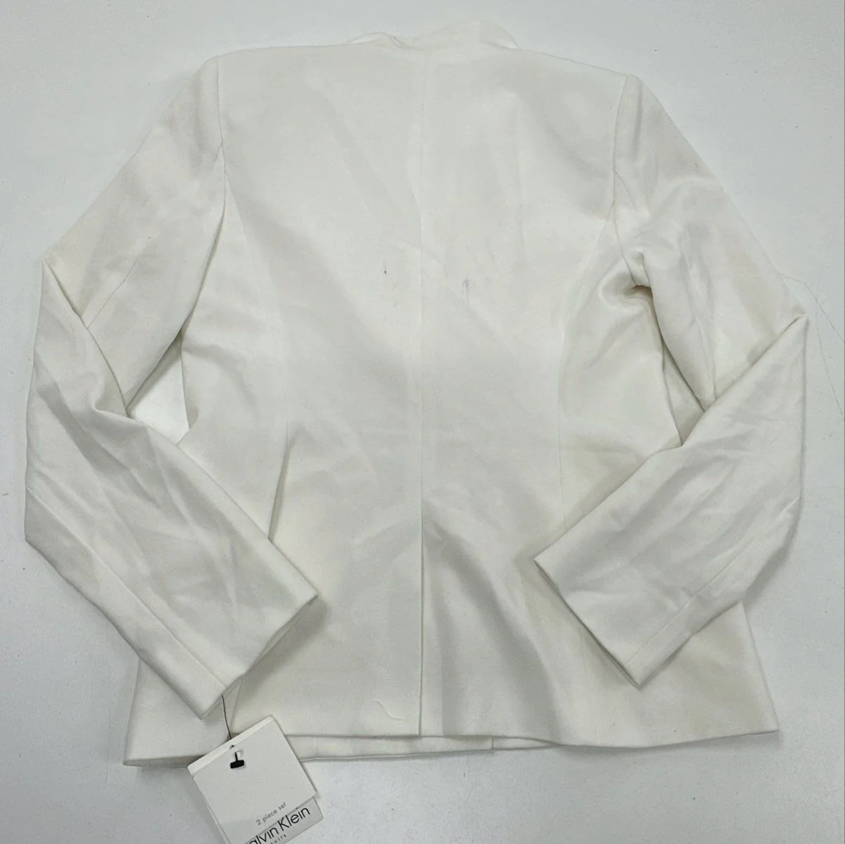 Calvin Klein Women's Cream Single Button Blazer Jacket Gold Hardware Sz 2 NWT - Image 2