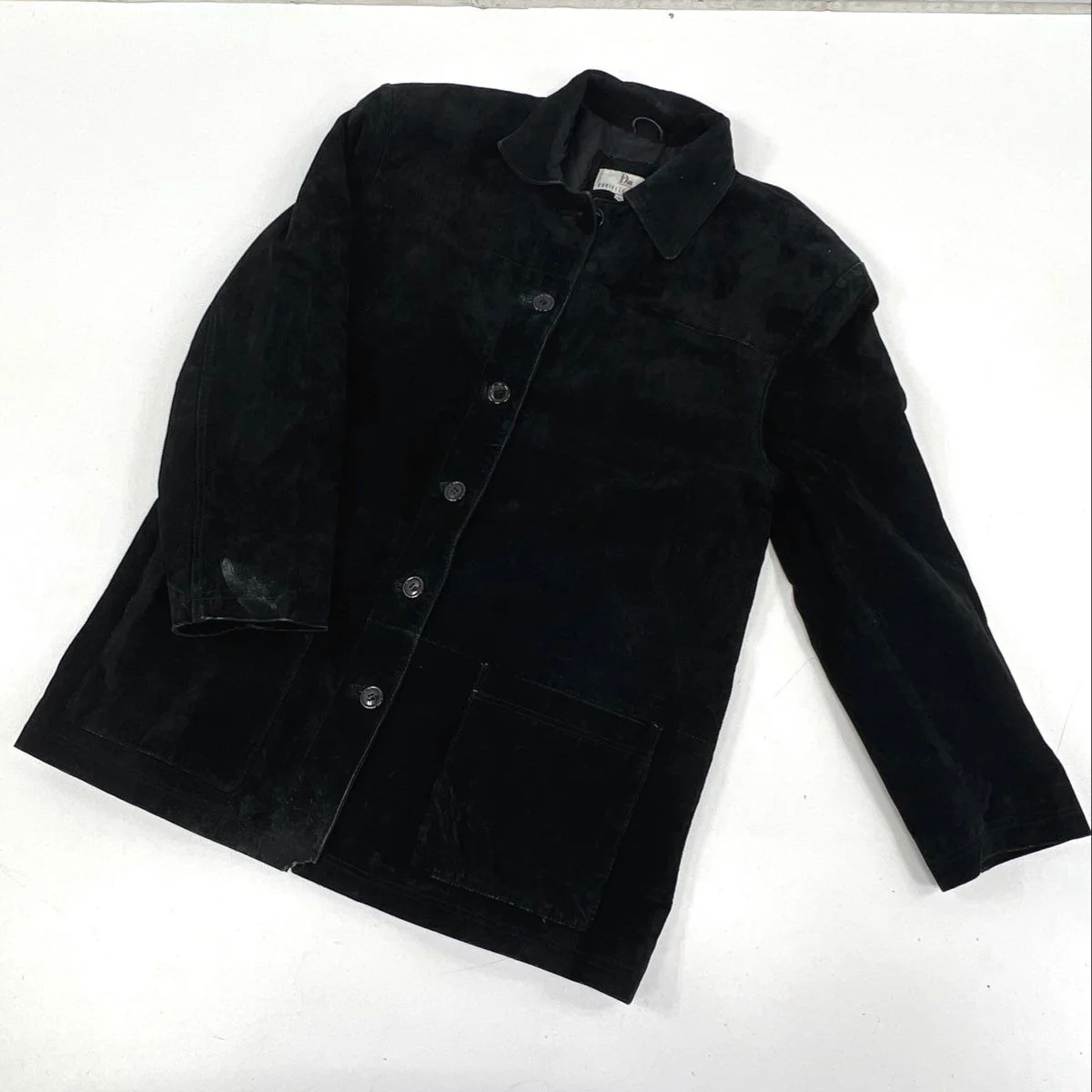 Danielle Martin Women's Black Suede Quilted Button Front Jacket Sz L