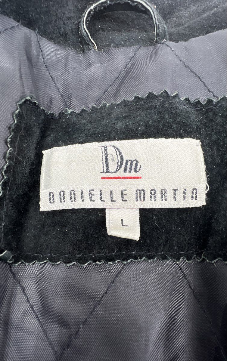Danielle Martin Women's Black Suede Quilted Button Front Jacket Sz L - Image 4