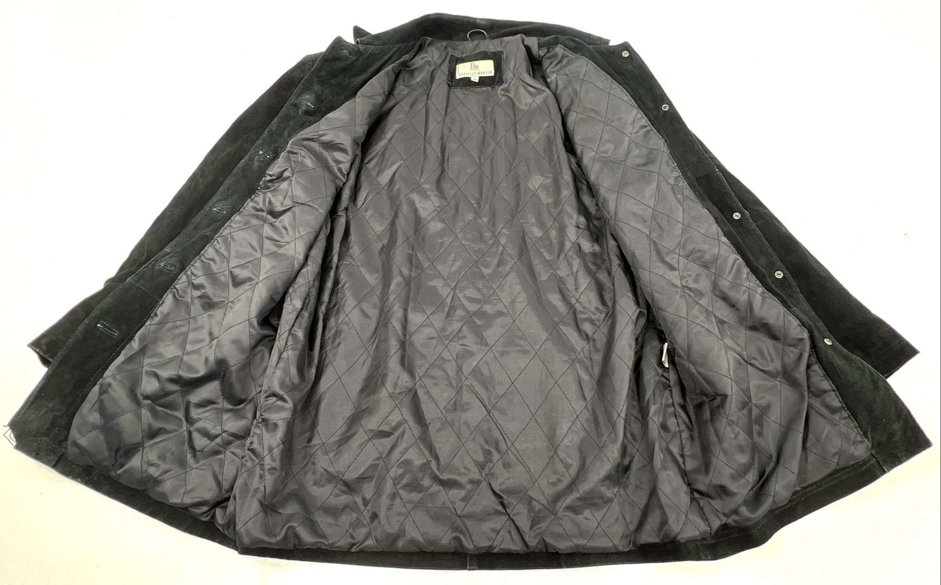 Danielle Martin Women's Black Suede Quilted Button Front Jacket Sz L - Image 5
