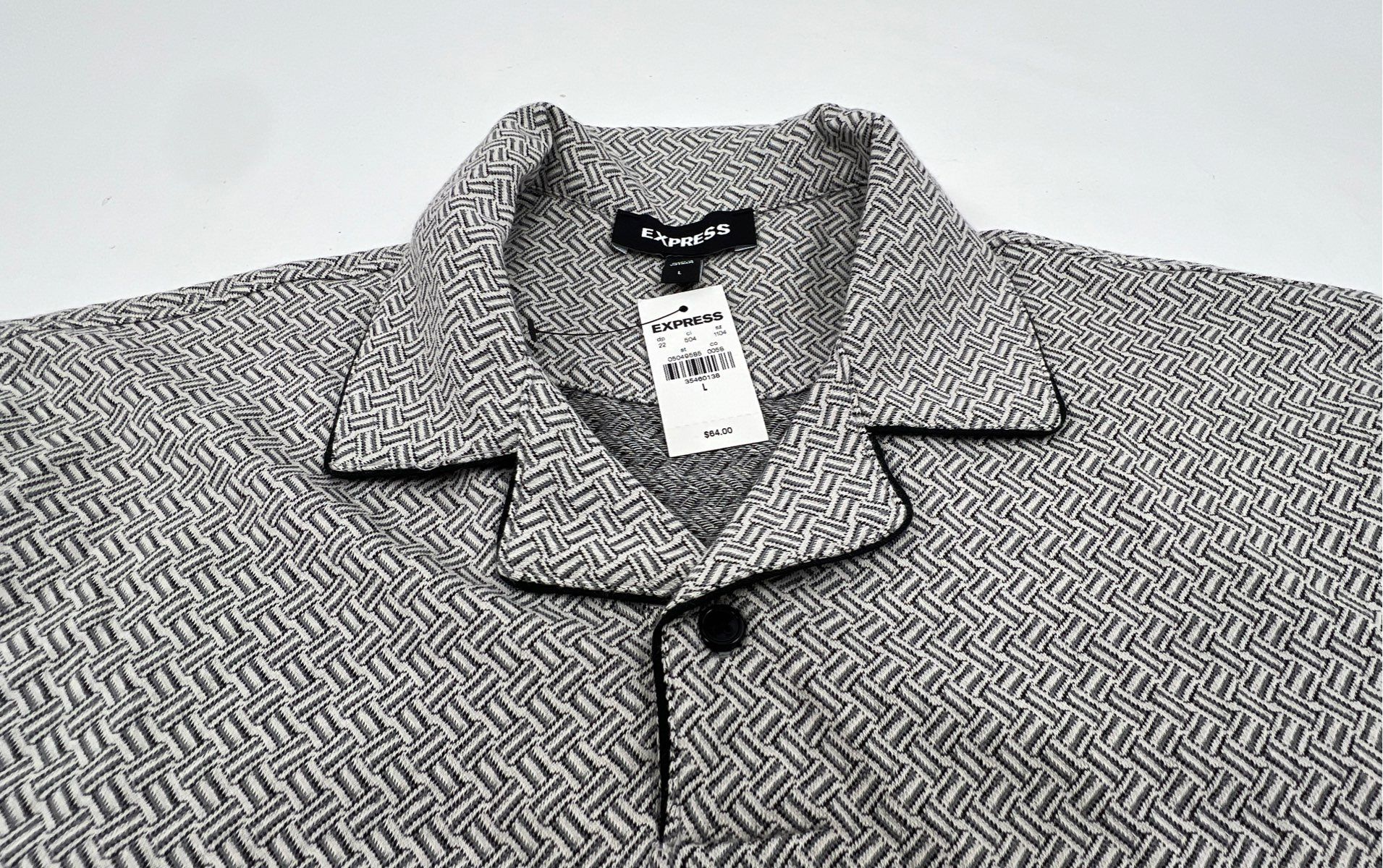 Express Men's Lot of 2 Short Sleeve Knit Polo Shirts Geometric Pattern NWT L S - Image 3