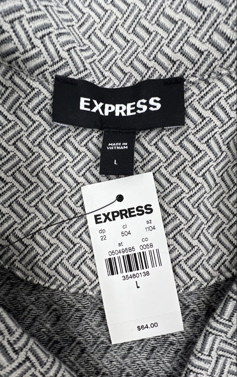 Express Men's Lot of 2 Short Sleeve Knit Polo Shirts Geometric Pattern NWT L S - Image 4