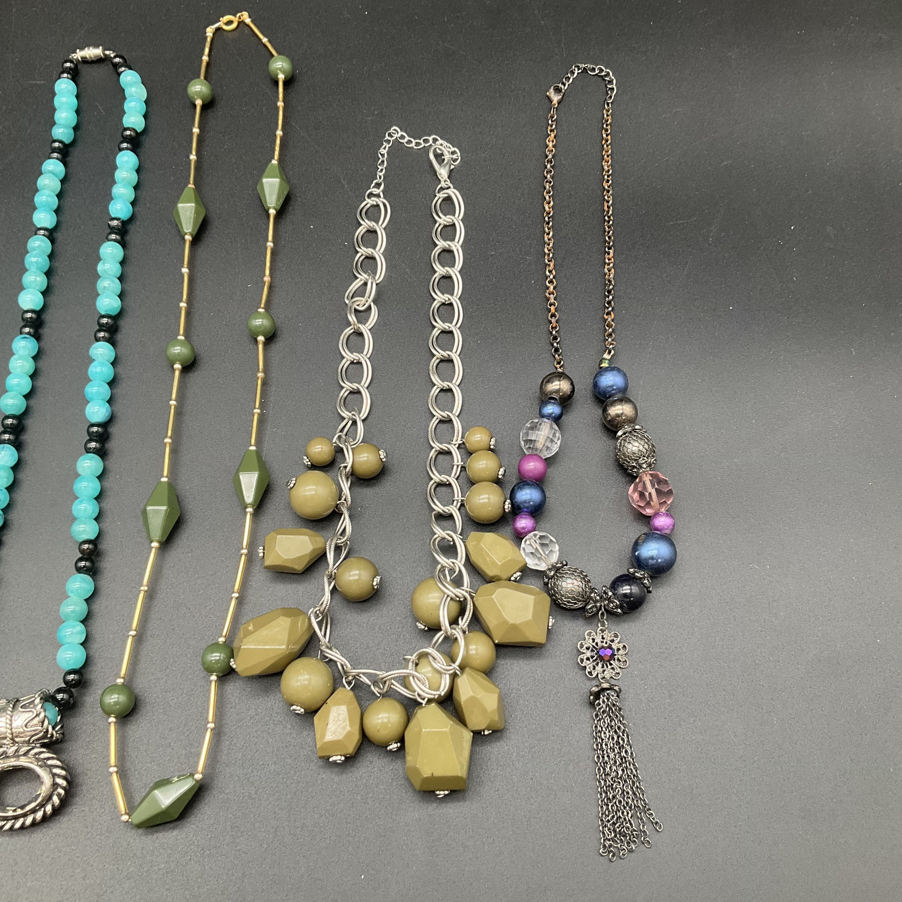 Fashion Statement Jewelry Lot of 8 Necklaces Beaded Bib Pendant Multi-Strand - Image 4