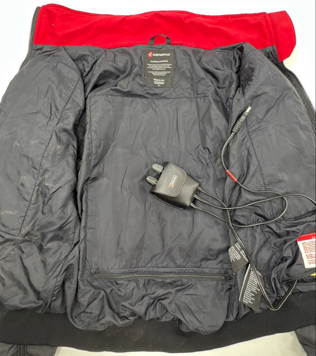 Gerbing Men's Heated Bomber Jacket Black Red Made in USA Controller Sz S-L - Image 4
