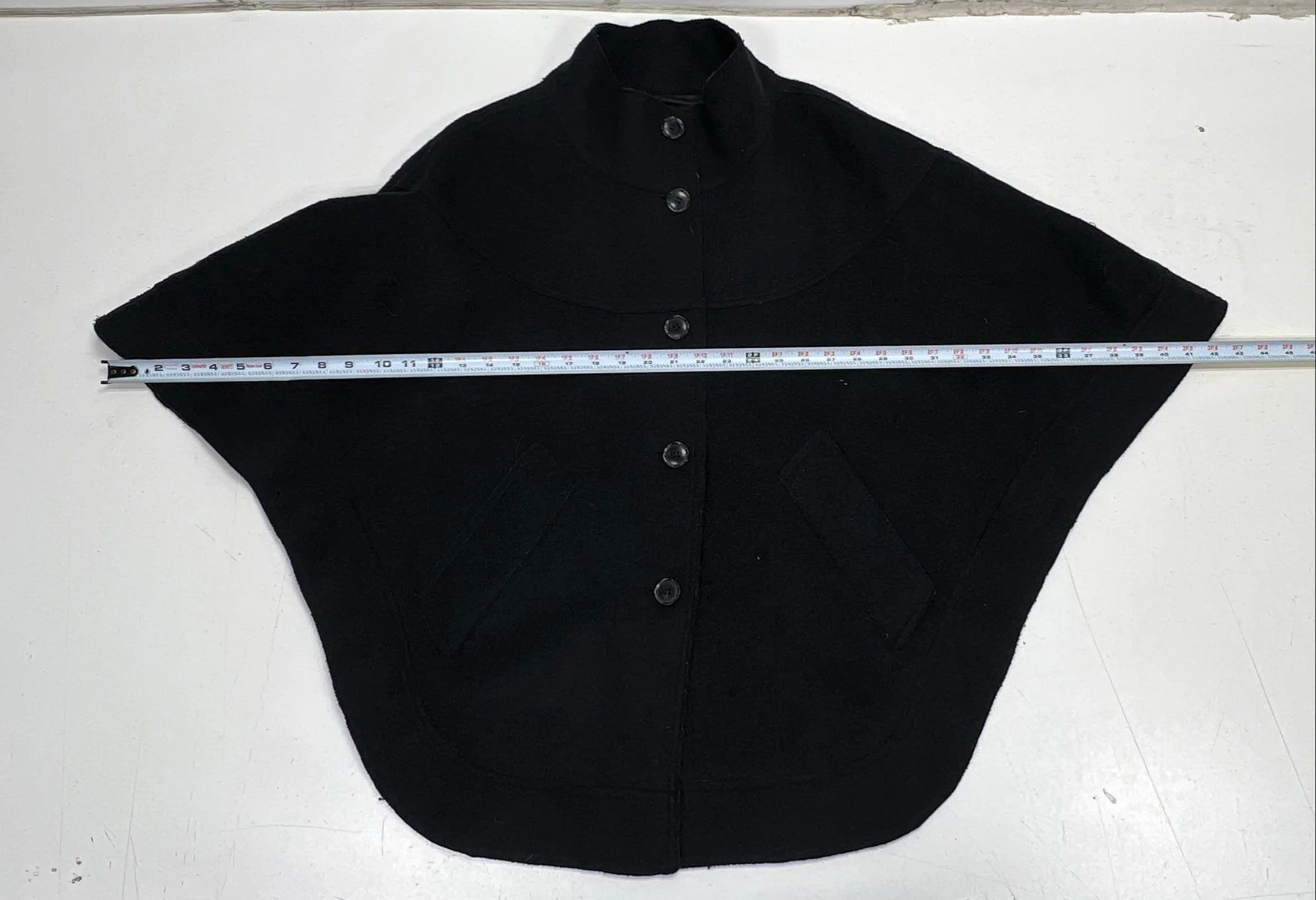 Hilary Radley Collection Black Wool Blend Button Front Cape Poncho Jacket Sz M - Image 4