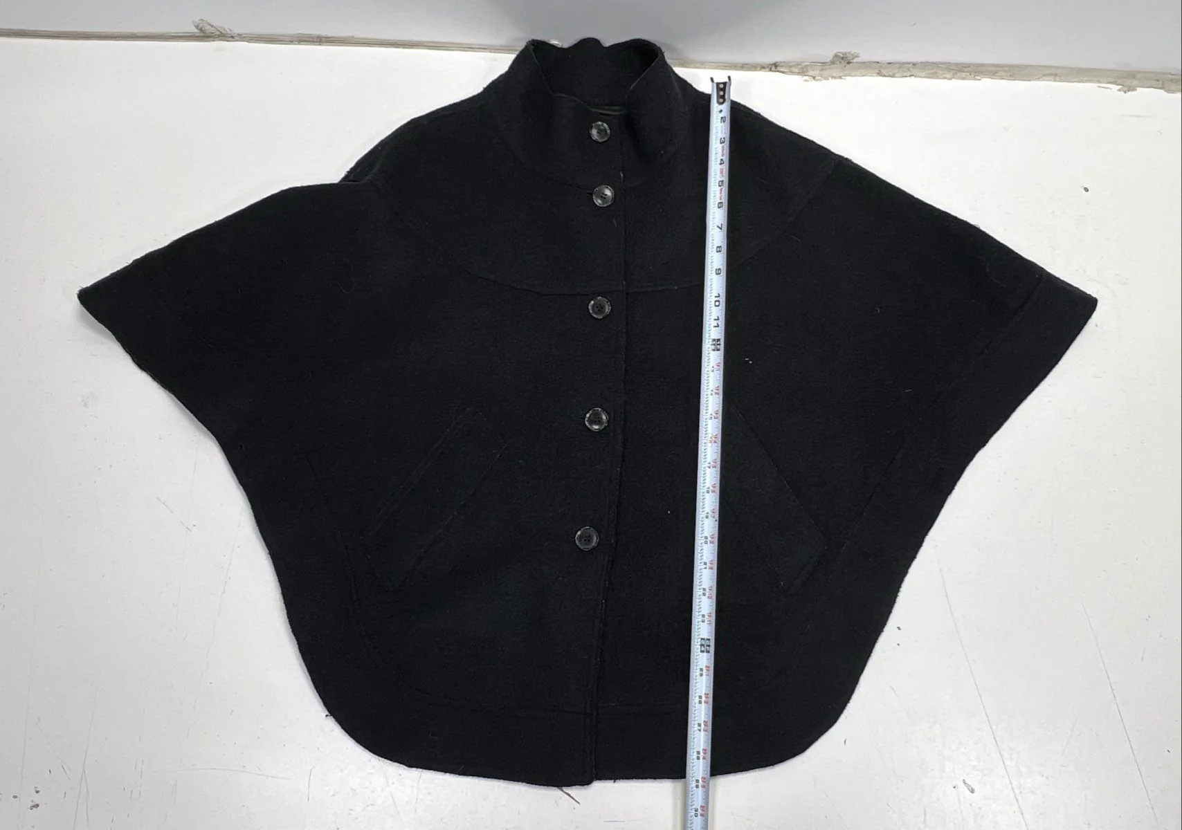 Hilary Radley Collection Black Wool Blend Button Front Cape Poncho Jacket Sz M - Image 5