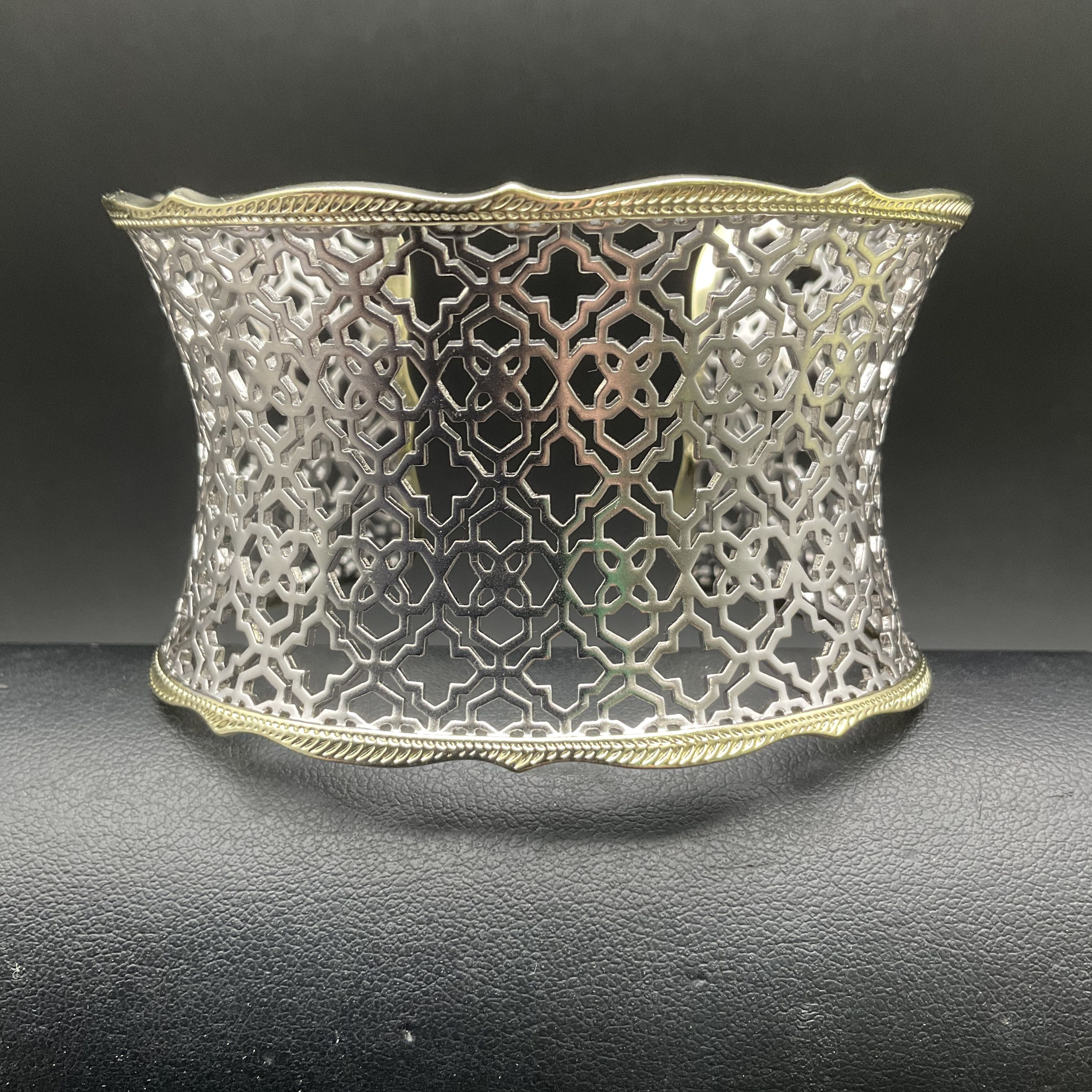 Kendra Scott Two Tone Wide Filigree Openwork Moroccan Lattice Cuff Bracelet