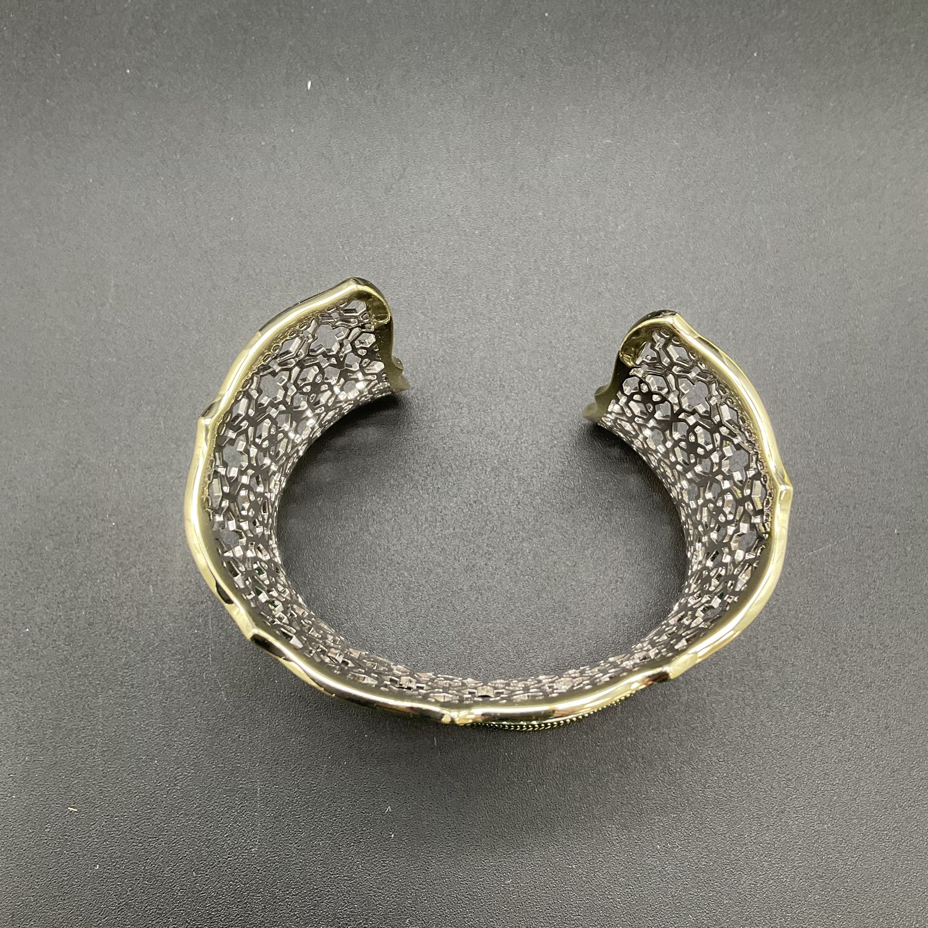 Kendra Scott Two Tone Wide Filigree Openwork Moroccan Lattice Cuff Bracelet - Image 5