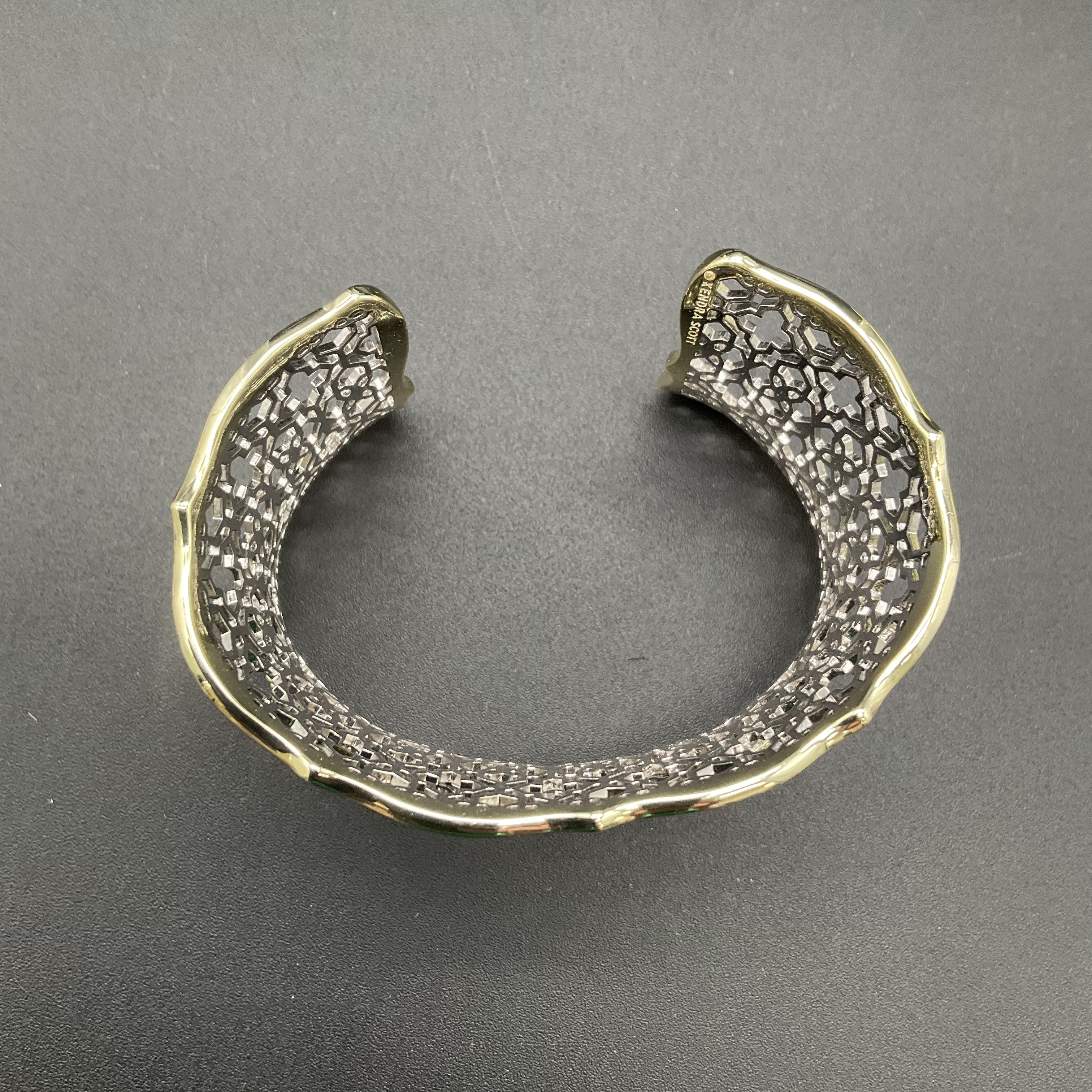 Kendra Scott Two Tone Wide Filigree Openwork Moroccan Lattice Cuff Bracelet - Image 6