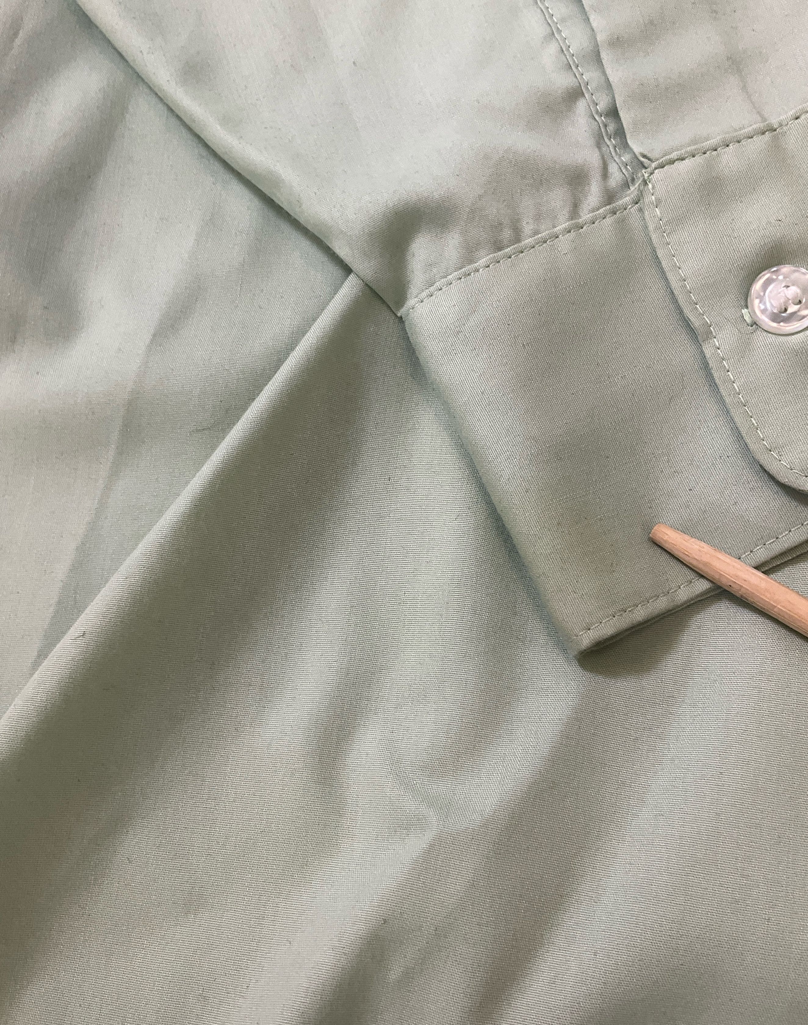 Monarch by Arrow Men's Green Button Up Shirt Size 16-32 Vintage 70s Union Made - Image 7