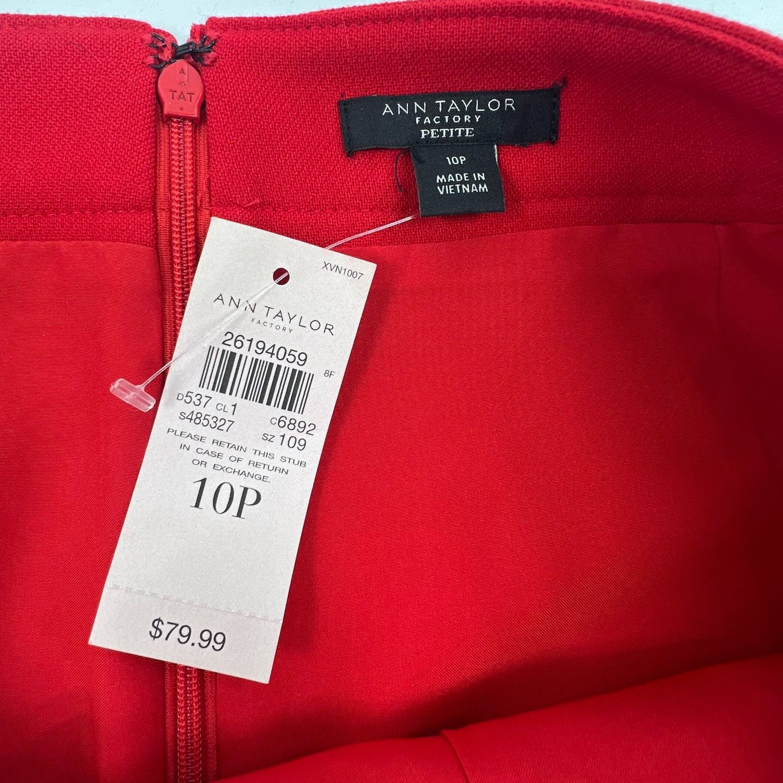 NWT Ann Taylor Factory Red Faux Pearl Accents Skirt Women's 10P $79 - Image 3