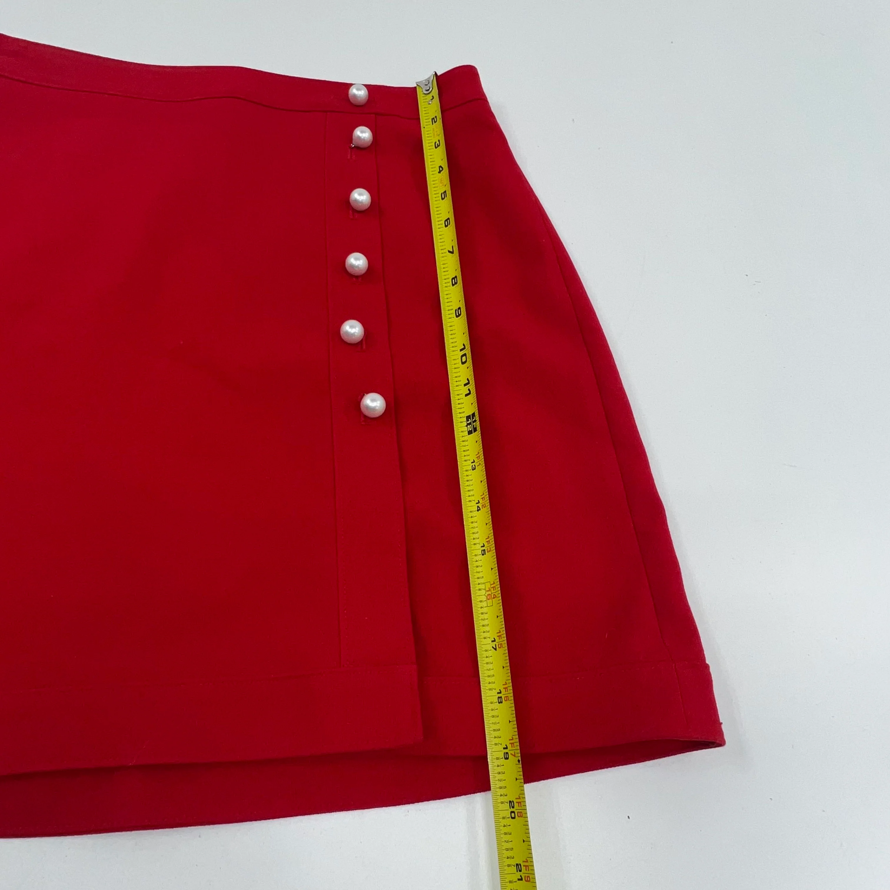 NWT Ann Taylor Factory Red Faux Pearl Accents Skirt Women's 10P $79 - Image 6