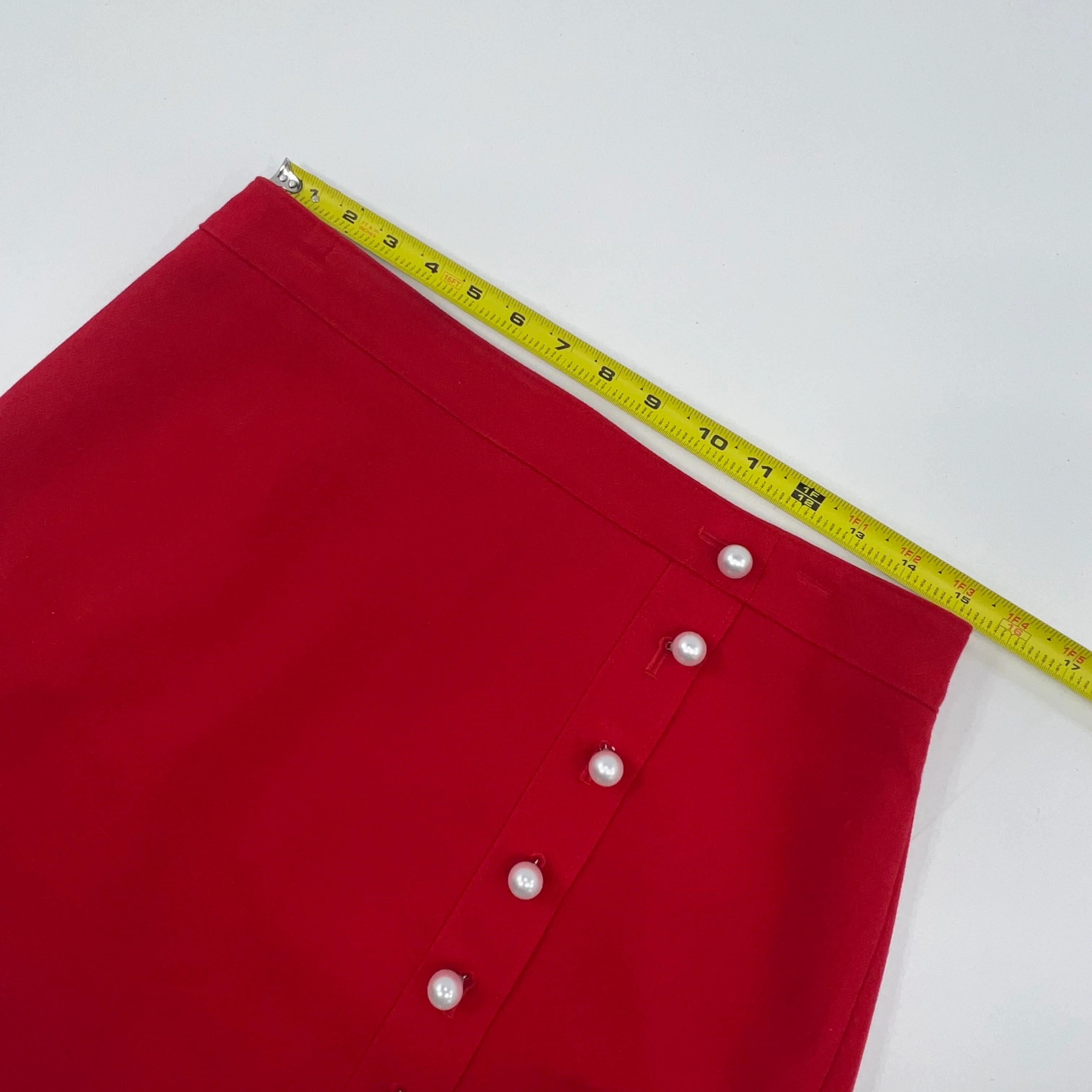 NWT Ann Taylor Factory Red Faux Pearl Accents Skirt Women's 10P $79 - Image 7
