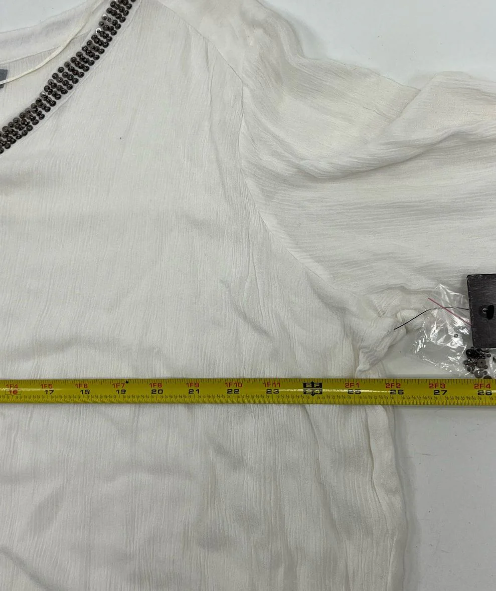 NWT Women's Ruff Hewn GREY White Beaded Long Sleeve Tunic Blouse - Size 3XL - Image 5