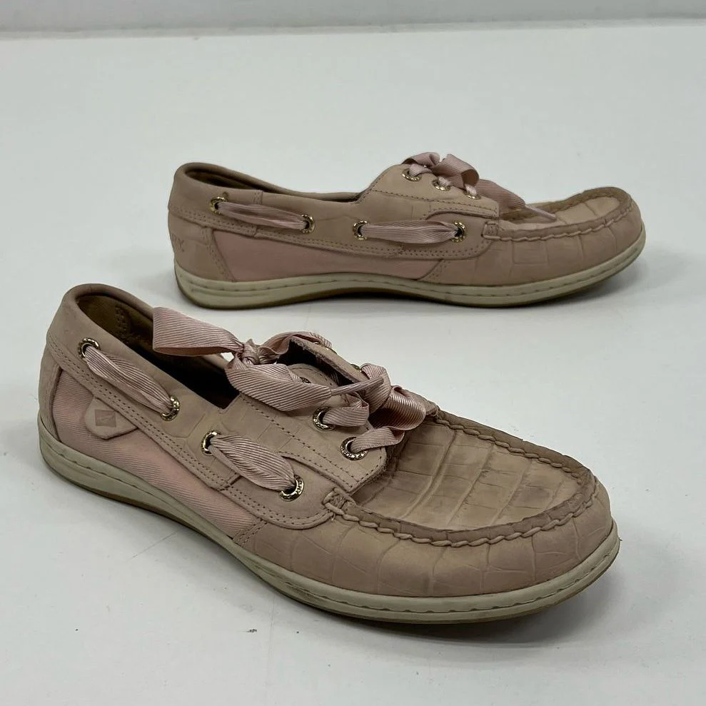 Sperry Pink Leather? Loafer Slip In Casual Lace Up Shoes Women's Size 7 - Image 6