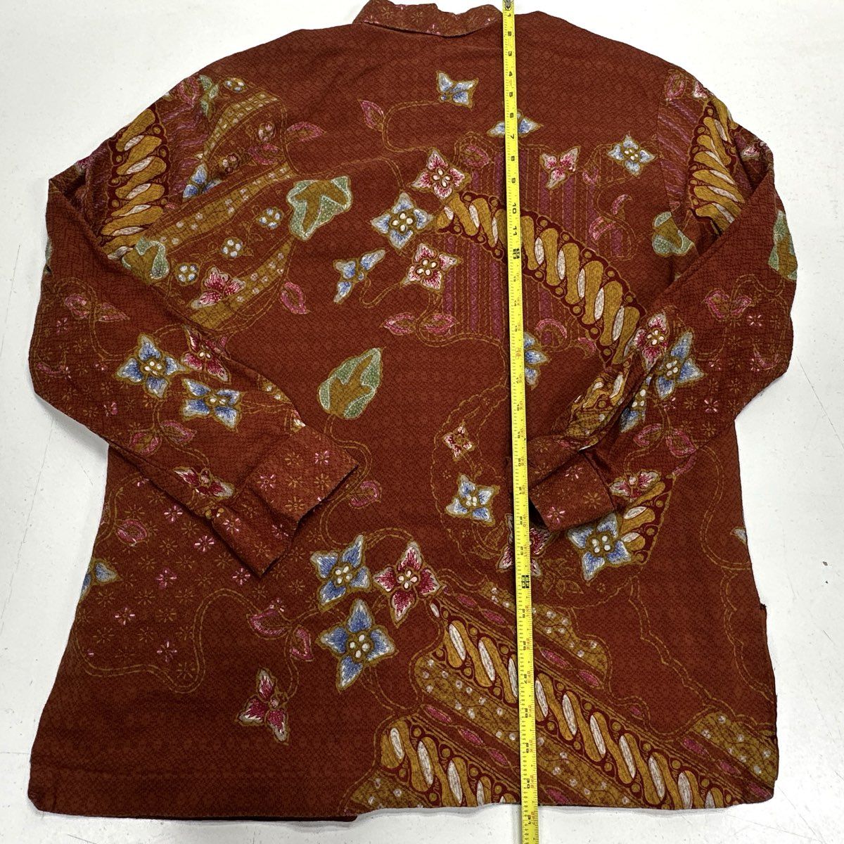 Vintage 70s Batik Maya Long Sleeve Button Down Shirt Floral Geometric Sz XL - Image 5