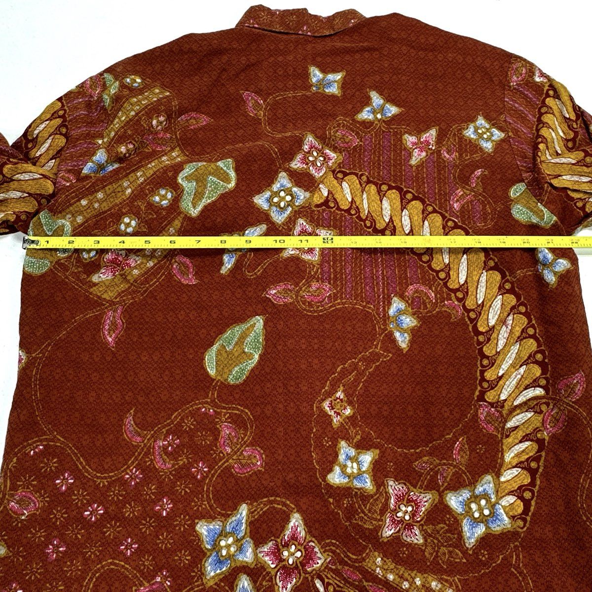 Vintage 70s Batik Maya Long Sleeve Button Down Shirt Floral Geometric Sz XL - Image 6