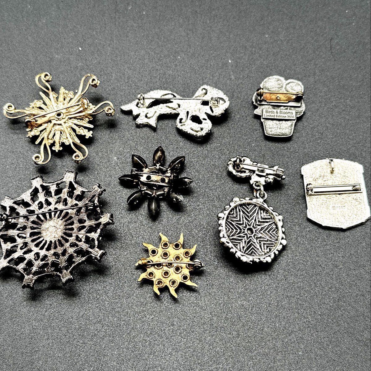 Vintage and Modern Rhinestone Floral Starburst Brooches Jewelry Lot of 8 - Image 5