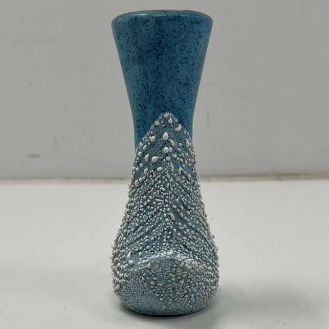 Vintage Blue Swan Ceramic Vase Figural Mid Century Modern Speckle Texture 6.5" - Image 5