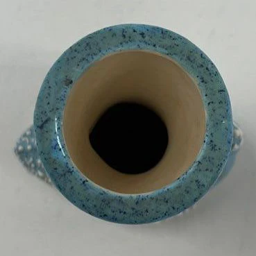 Vintage Blue Swan Ceramic Vase Figural Mid Century Modern Speckle Texture 6.5" - Image 7