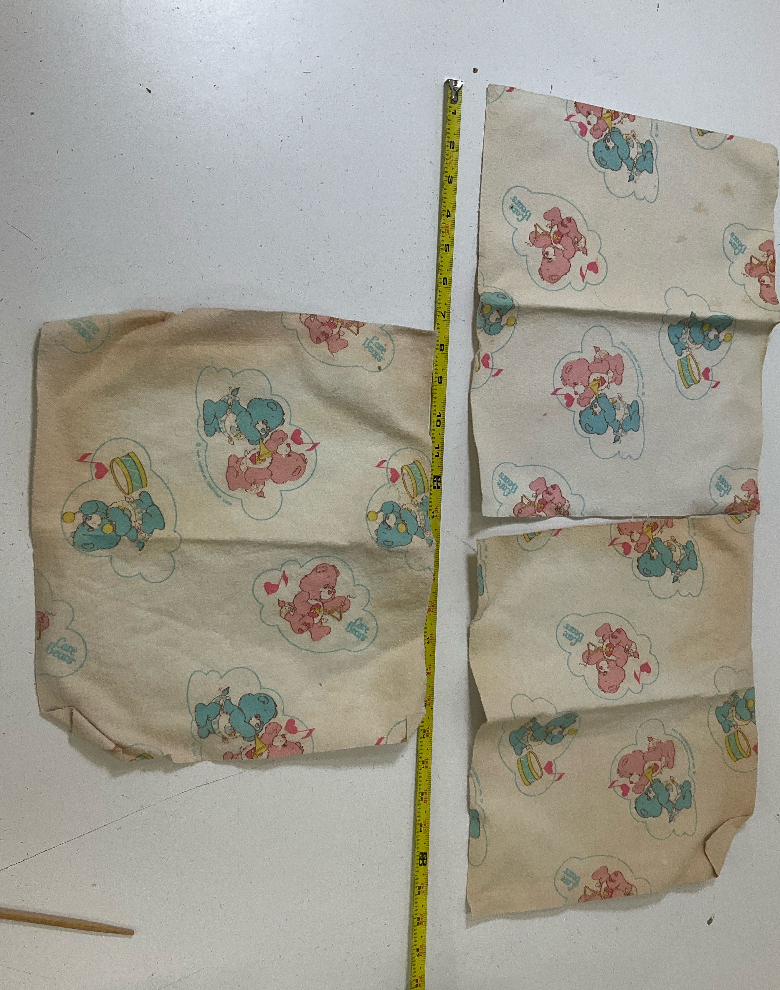 Vintage Care Bears Baby Linens & Flannel Scraps 6 Pieces Baby Hugs Baby Tugs - Image 9