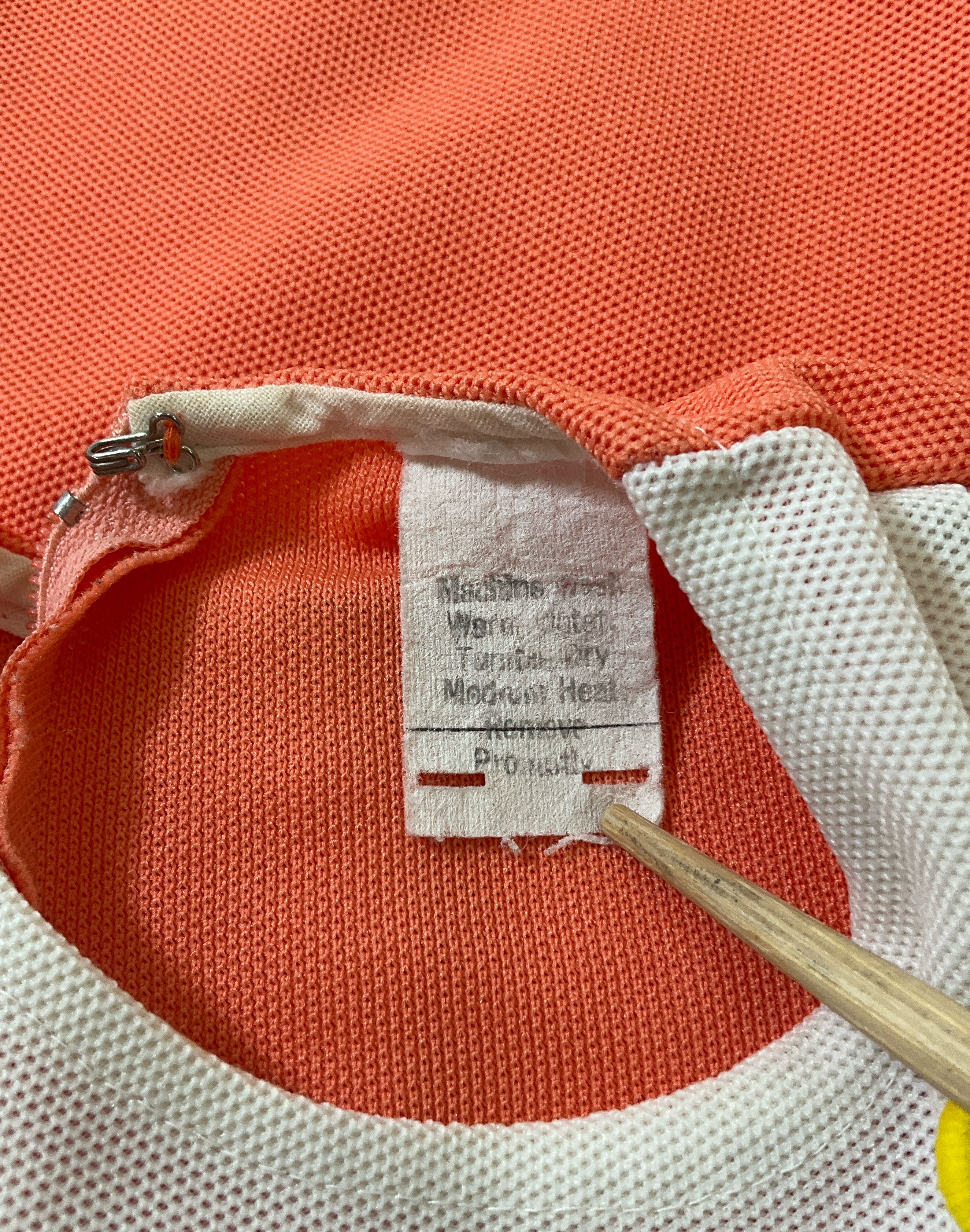 Vintage Girl's Orange Puff Sleeve Polyester Dress White Ruffle Trim Sz 28 Chest - Image 3