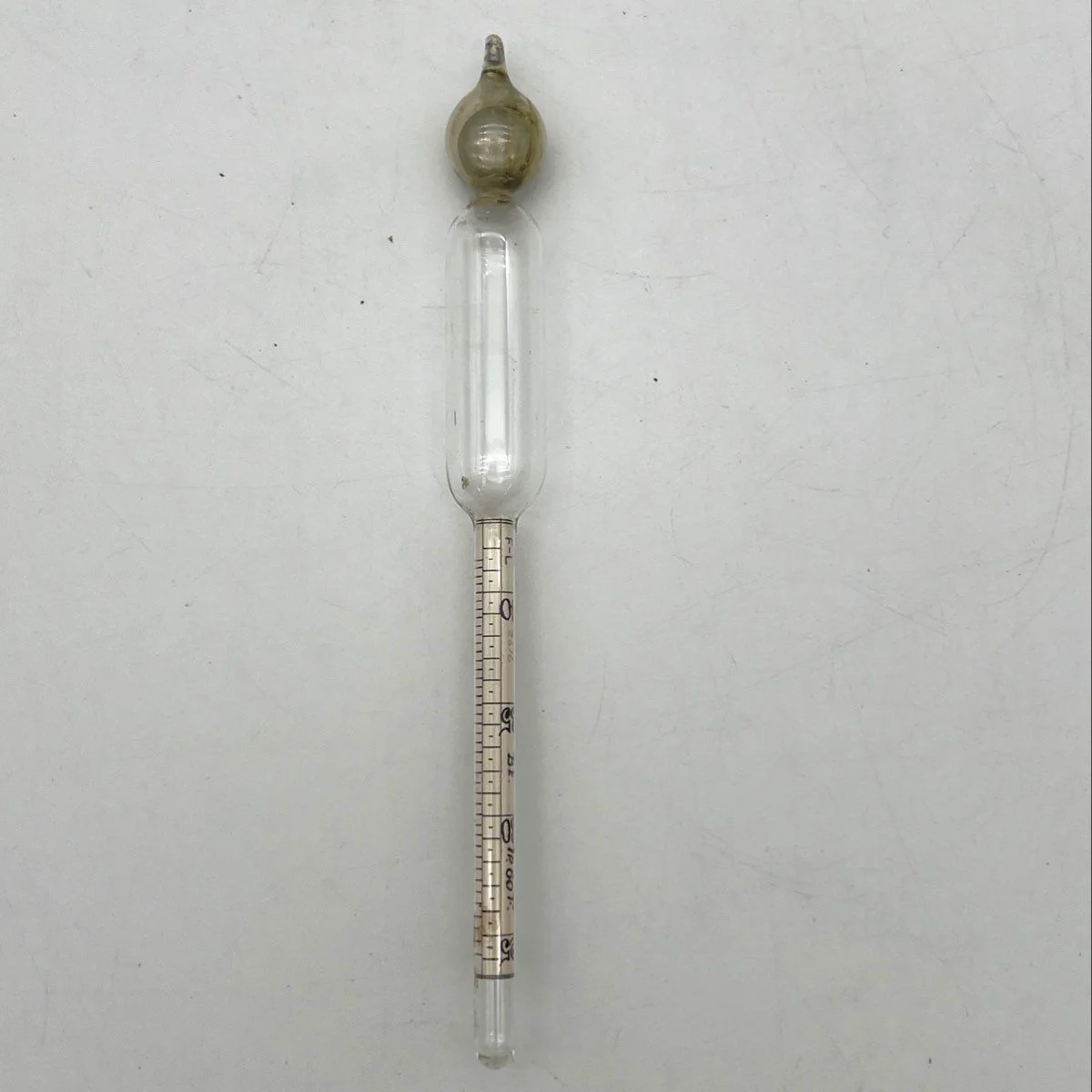 Vintage Glass Hydrometer Scientific Tester Specific Gravity Baumé Scale 6.5"