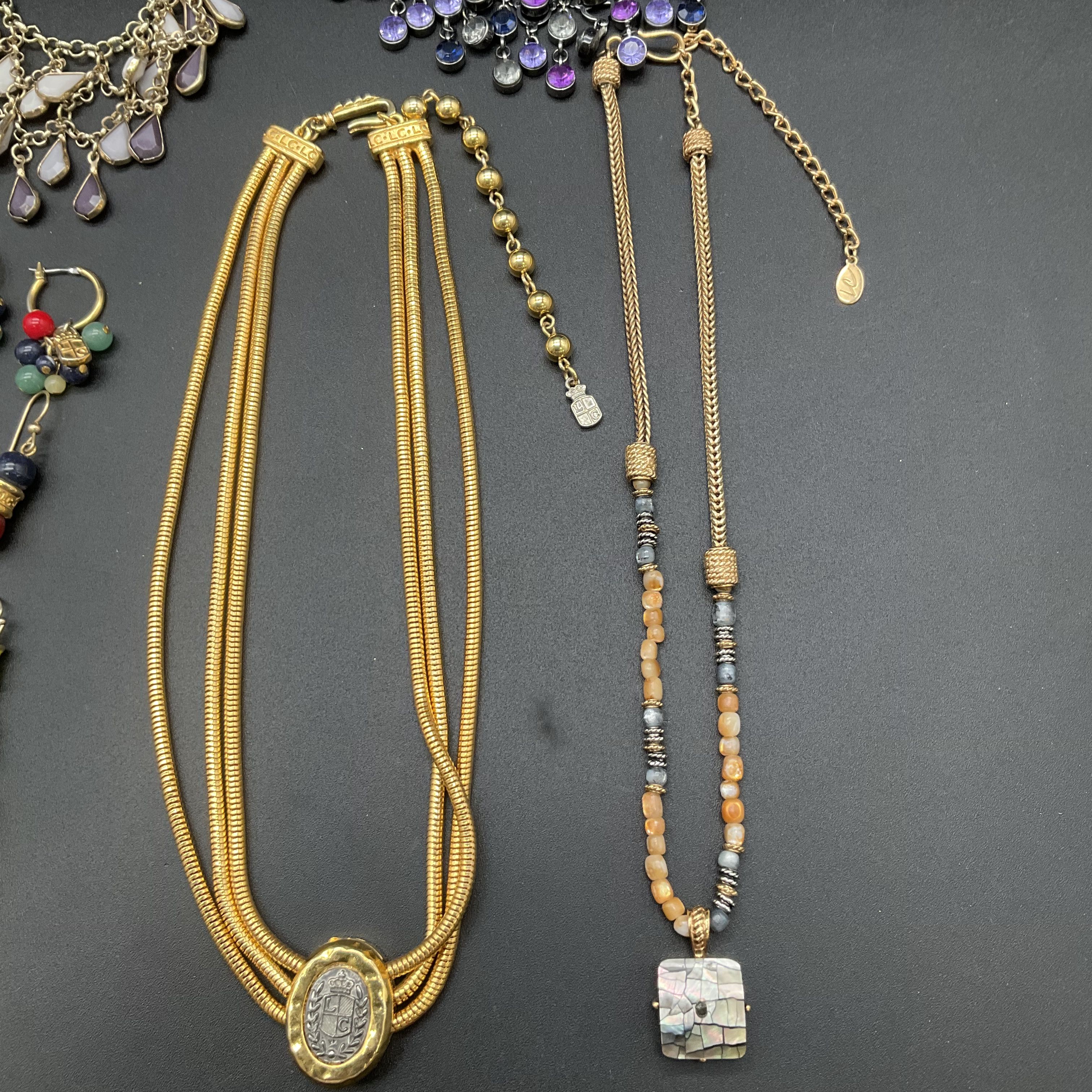 Vintage Liz Claiborne Jewelry Lot 8pc Necklaces Earrings Gold Silver Tone - Image 3