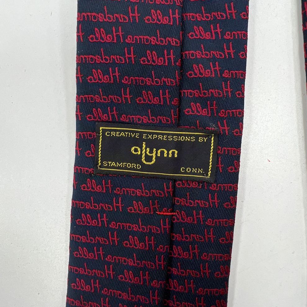 Vintage Men's Alynn Navy & Red "Hello Handsome" Neck Tie - Image 3