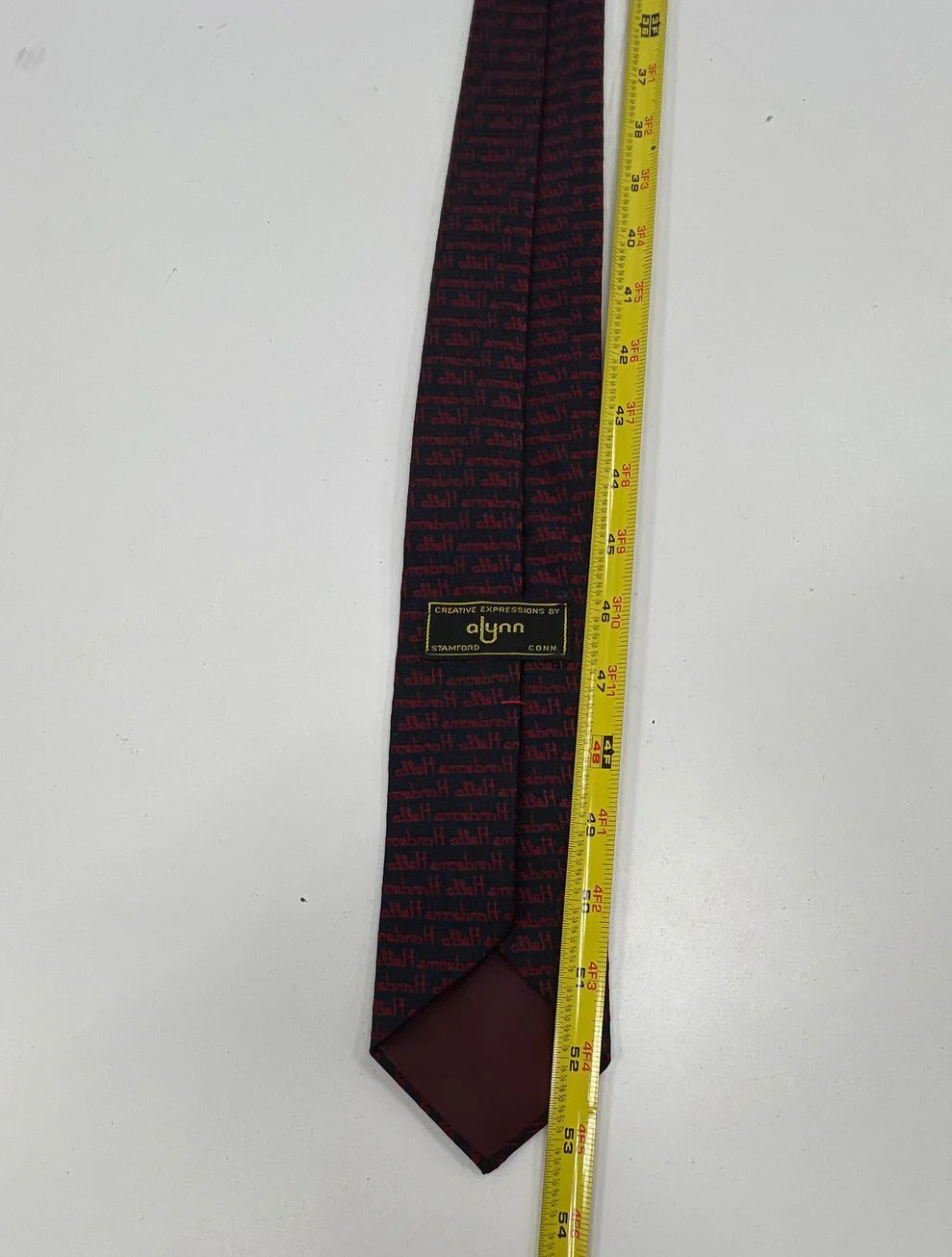 Vintage Men's Alynn Navy & Red "Hello Handsome" Neck Tie - Image 4