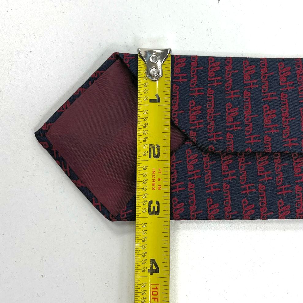 Vintage Men's Alynn Navy & Red "Hello Handsome" Neck Tie - Image 5