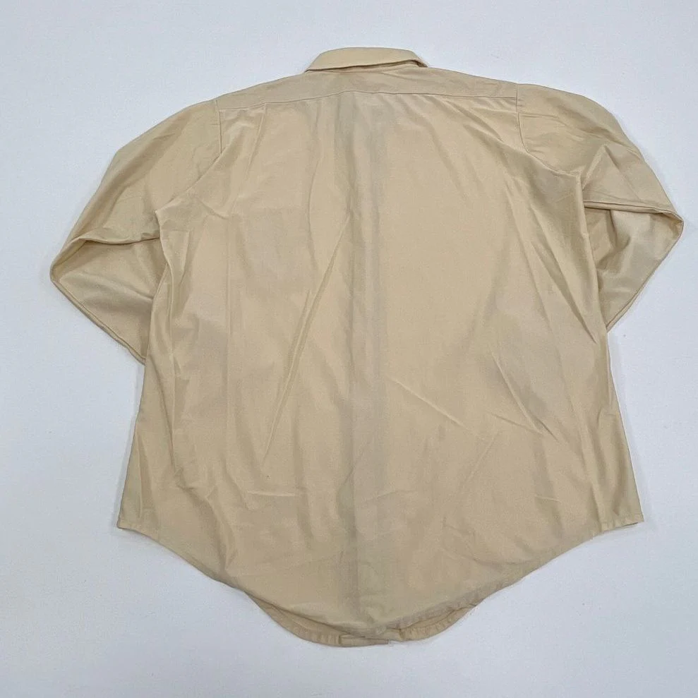 Vintage Men's Van Heusen Van Q Tan Nylon Long Sleeve Button Up Shirt Size 16/33 - Image 8
