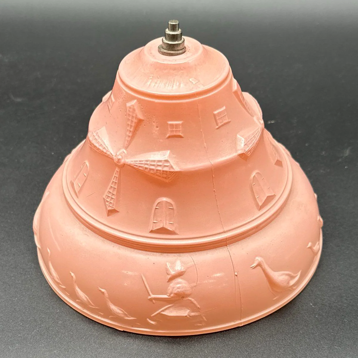 Vintage Mid Century Pink Plastic Table Lamp Dutch Boy Girl Windmill Theme Tested - Image 7