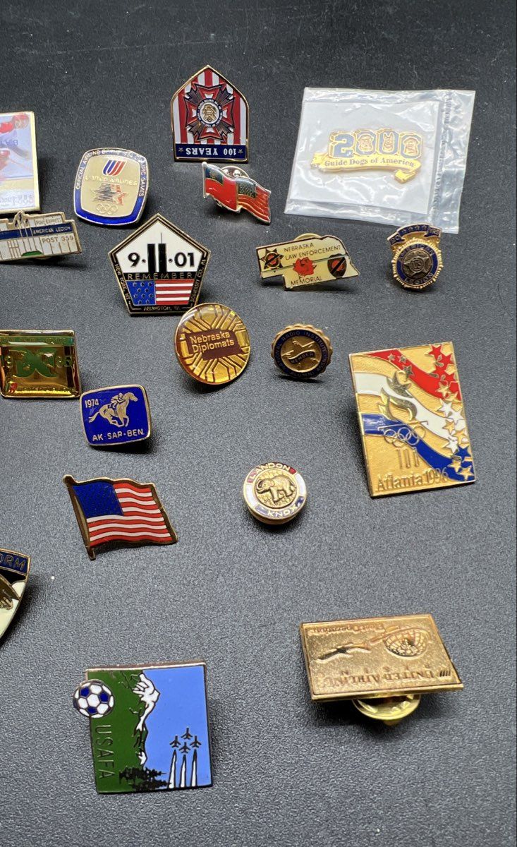 Vintage Olympics Military Airline Patriotic Lapel Pins Lot 25 Atlanta 9/11 - Image 3