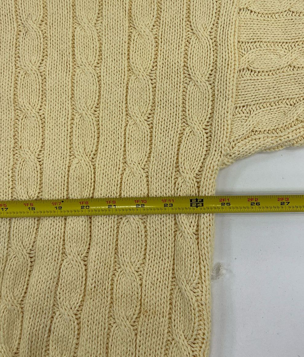 Vintage Women's Tony Lambert Light Yellow Cable Knit Pullover Sweater - Medium - Image 4