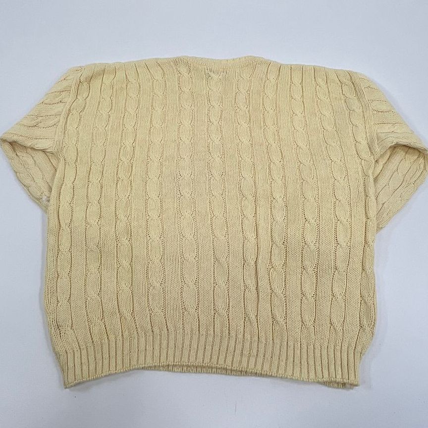 Vintage Women's Tony Lambert Light Yellow Cable Knit Pullover Sweater - Medium - Image 9