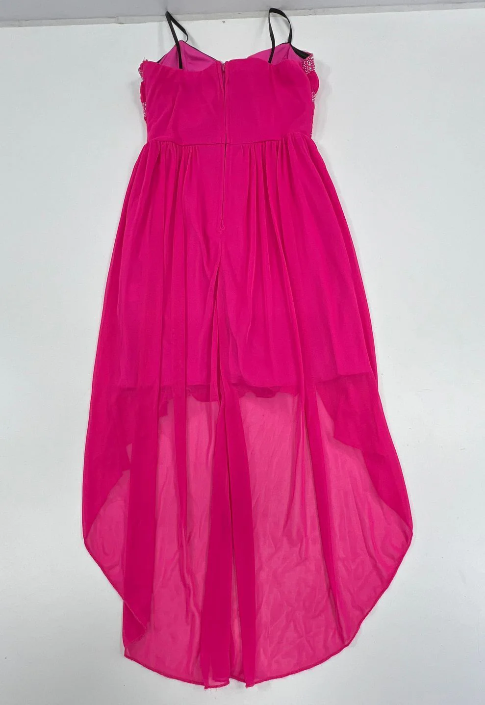 VTG Y2K Junior's City Triangles Hot Pink Beaded Hi-Lo Homecoming Dress - Size 9 - Image 8