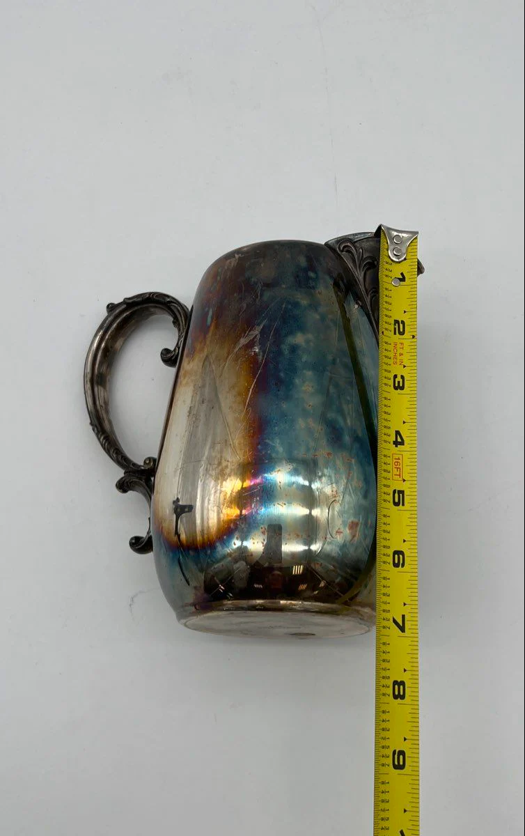 WM Rogers Silver Plate Water Pitcher Ornate Scroll Handle Victorian Vintage - Image 7