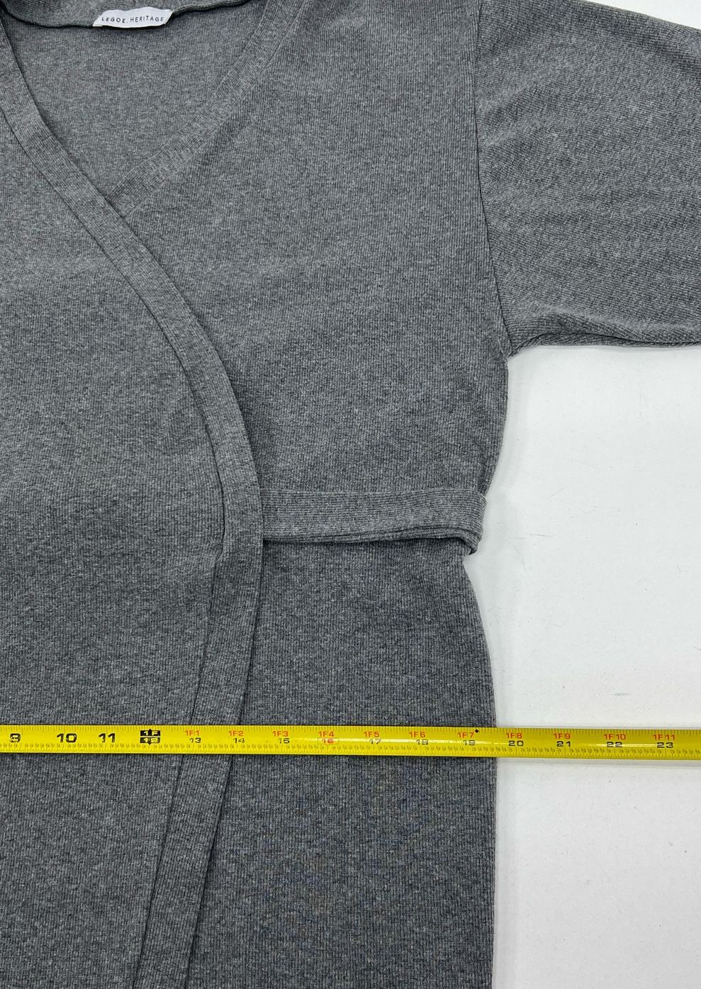 Women's Legoe. Grey Ribbed Knit Maternity Wrap Longline Sweater - Size 1 - Image 5