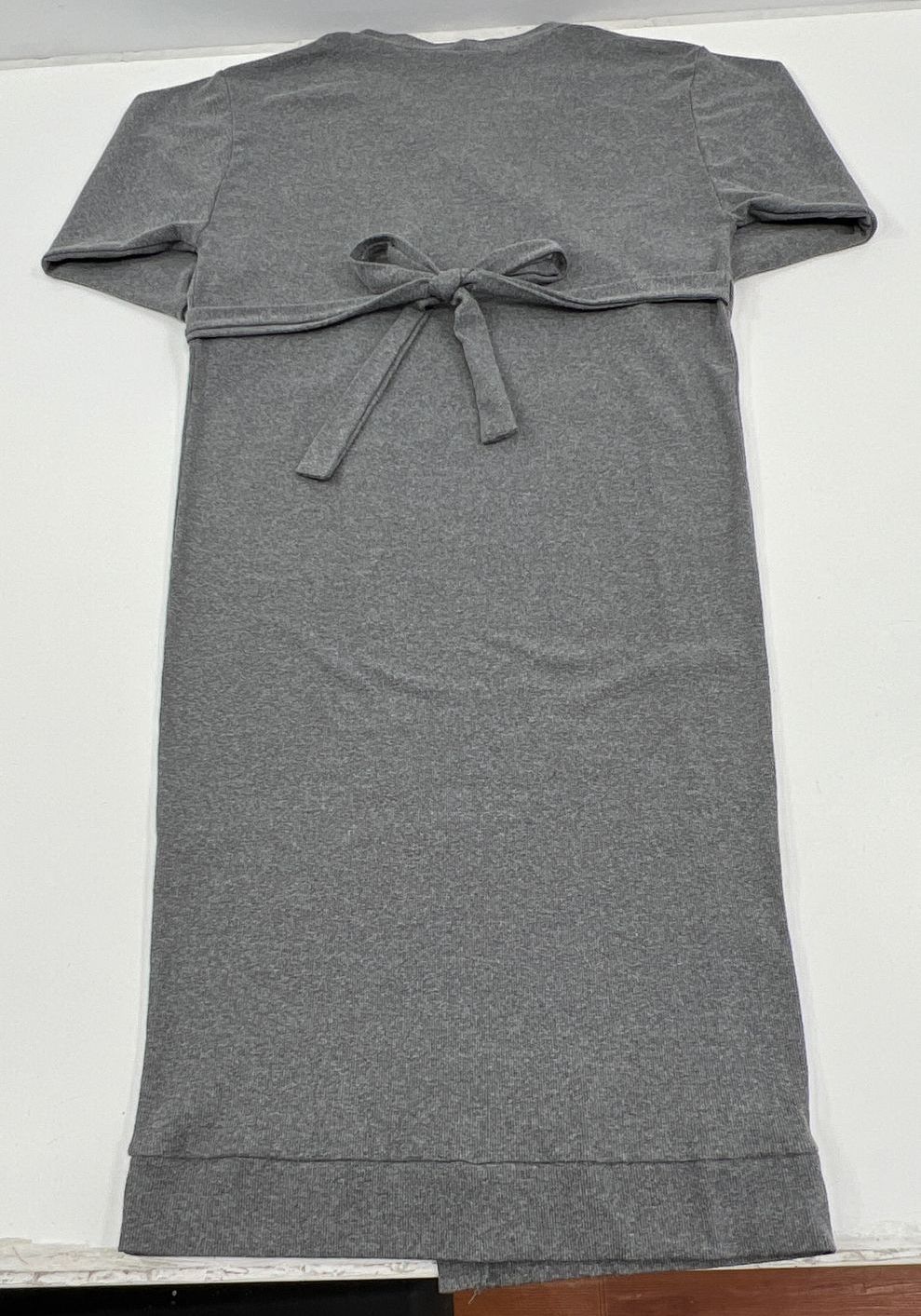 Women's Legoe. Grey Ribbed Knit Maternity Wrap Longline Sweater - Size 1 - Image 8