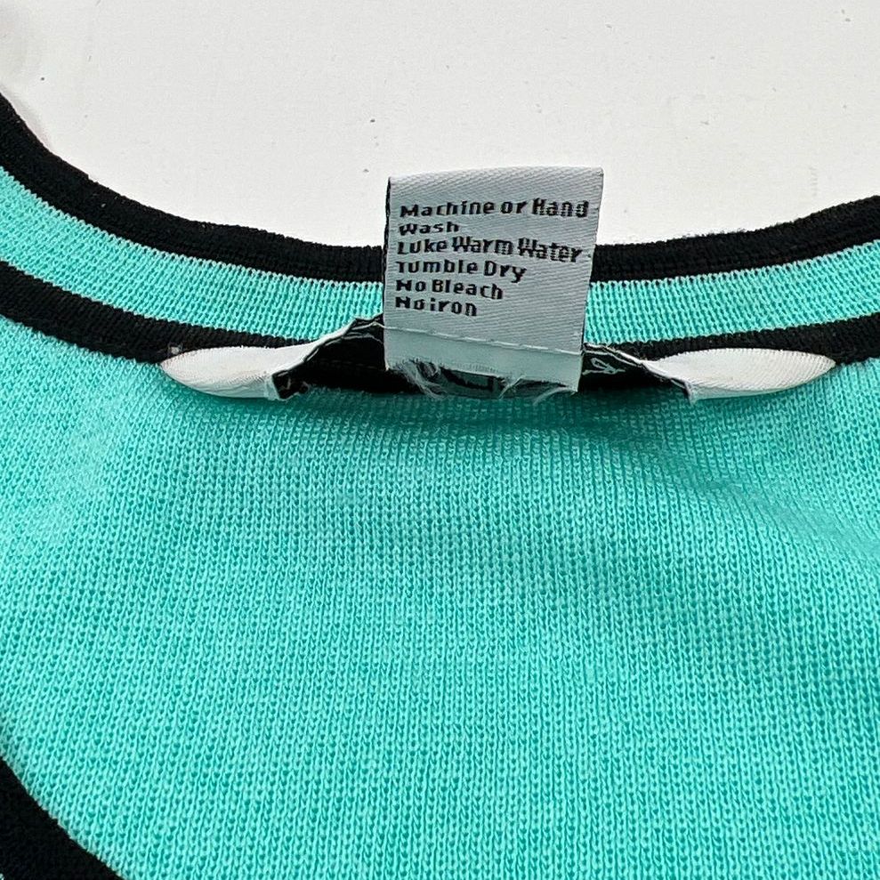Women's Ming Wang Teal Knit Black Accent Tank Top 100% Acrylic - Size Large - Image 3