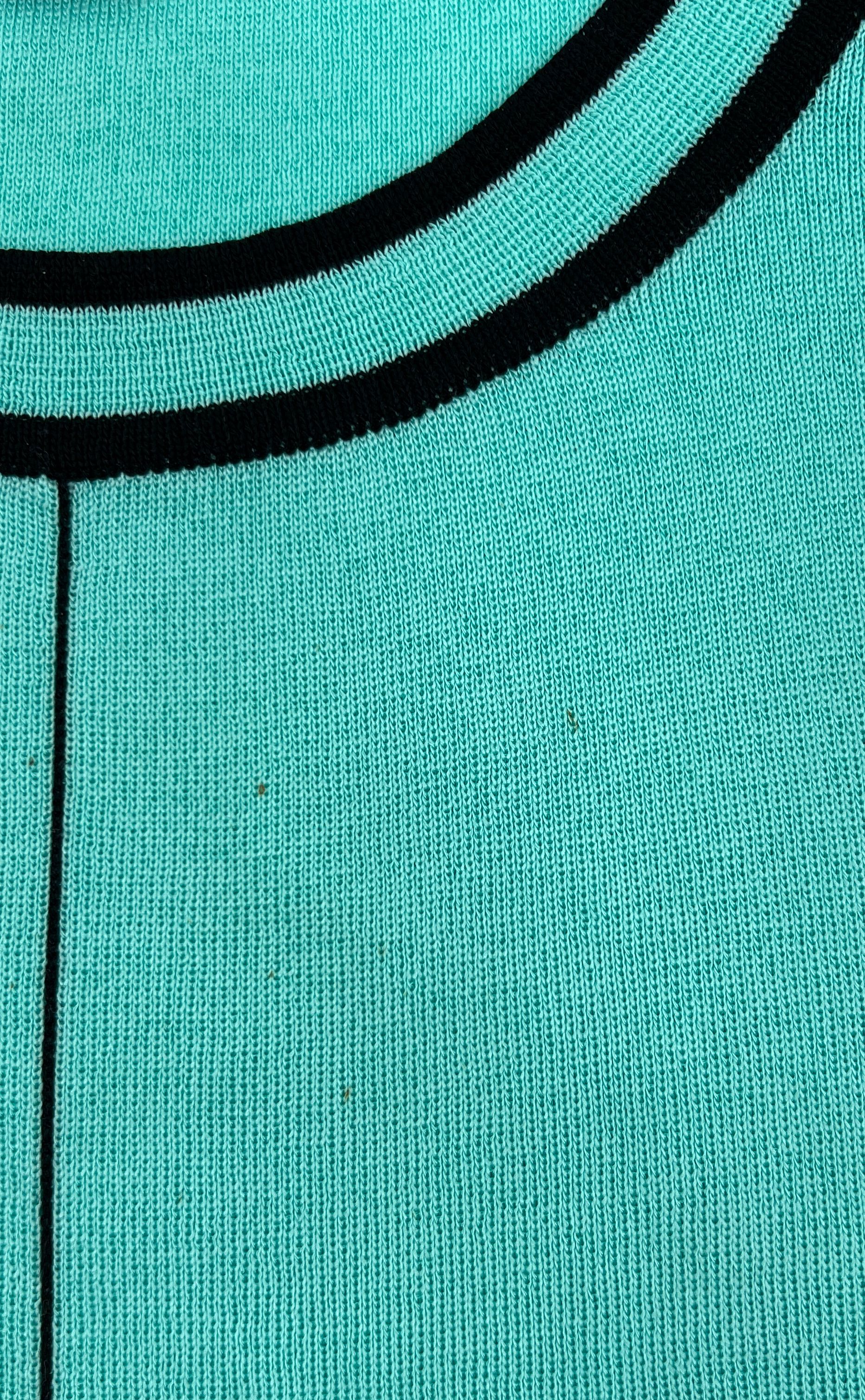 Women's Ming Wang Teal Knit Black Accent Tank Top 100% Acrylic - Size Large - Image 4