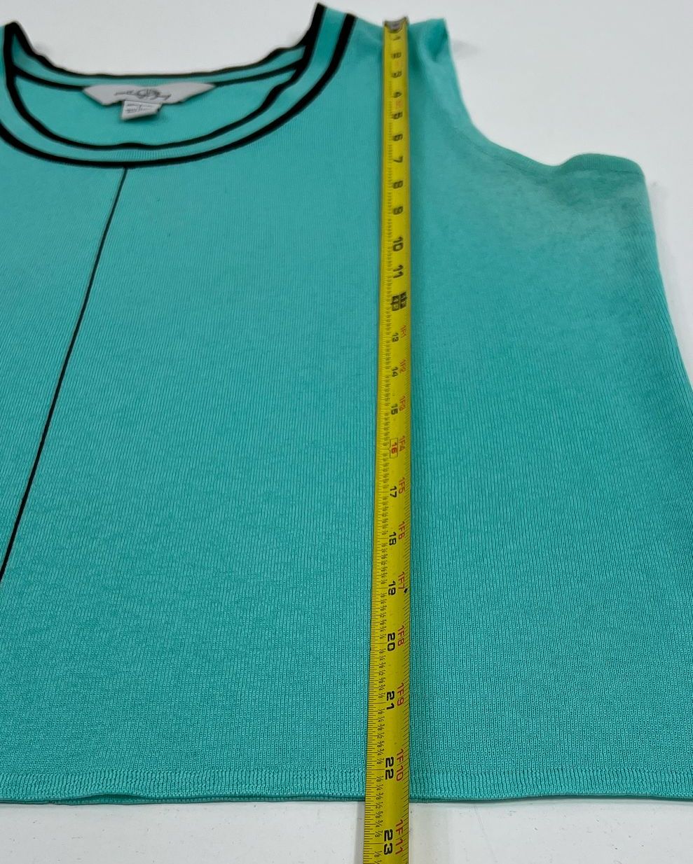 Women's Ming Wang Teal Knit Black Accent Tank Top 100% Acrylic - Size Large - Image 7